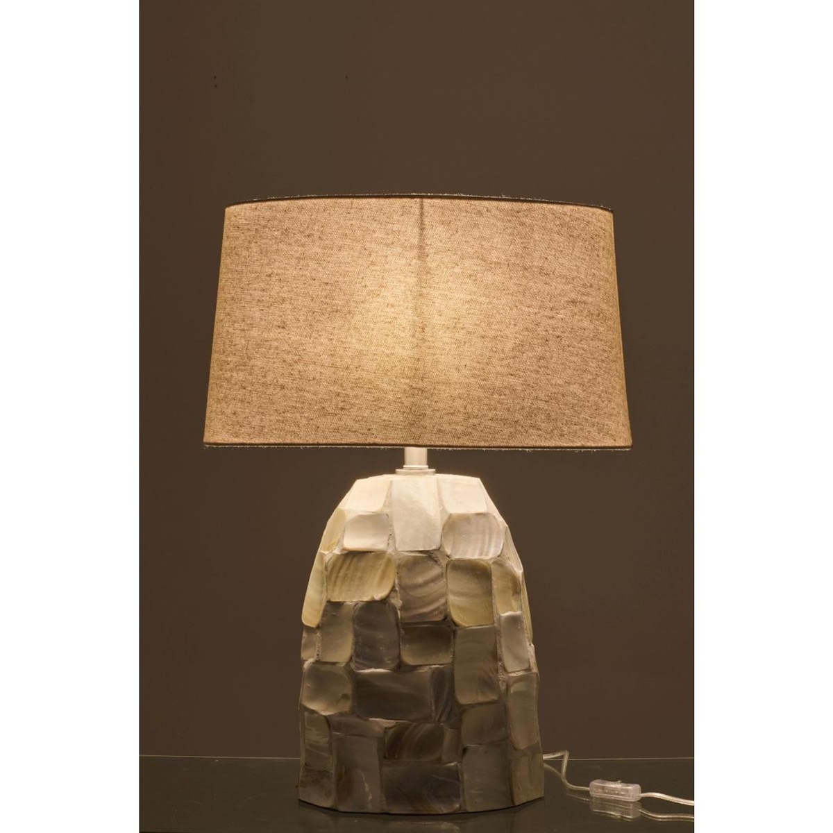 Paris Prix Lampe à Poser Coquillage  Effet Perlé  67cm Blanc Cassé