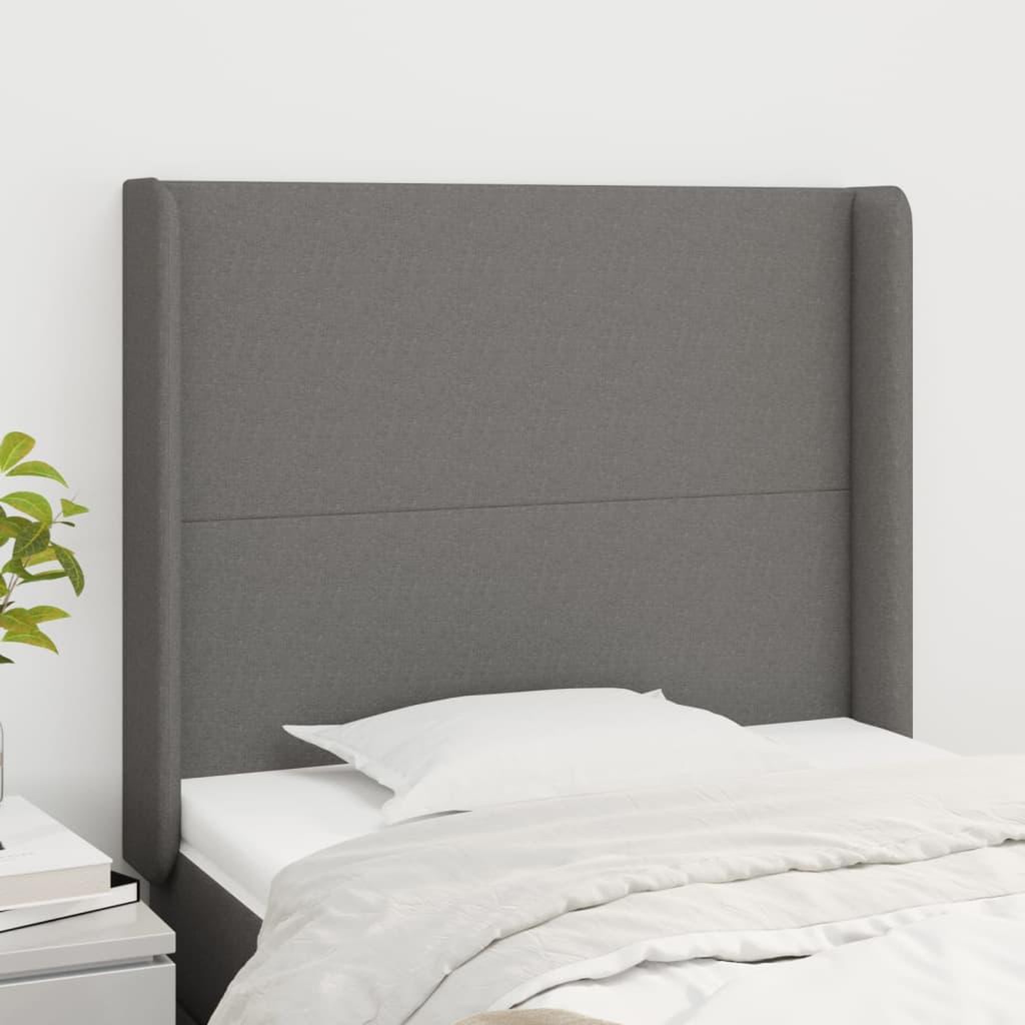 Voir la diapositive 1 : VIDAXL Tete de lit avec oreilles Gris fonce 83x16x118/128 cm Tissu