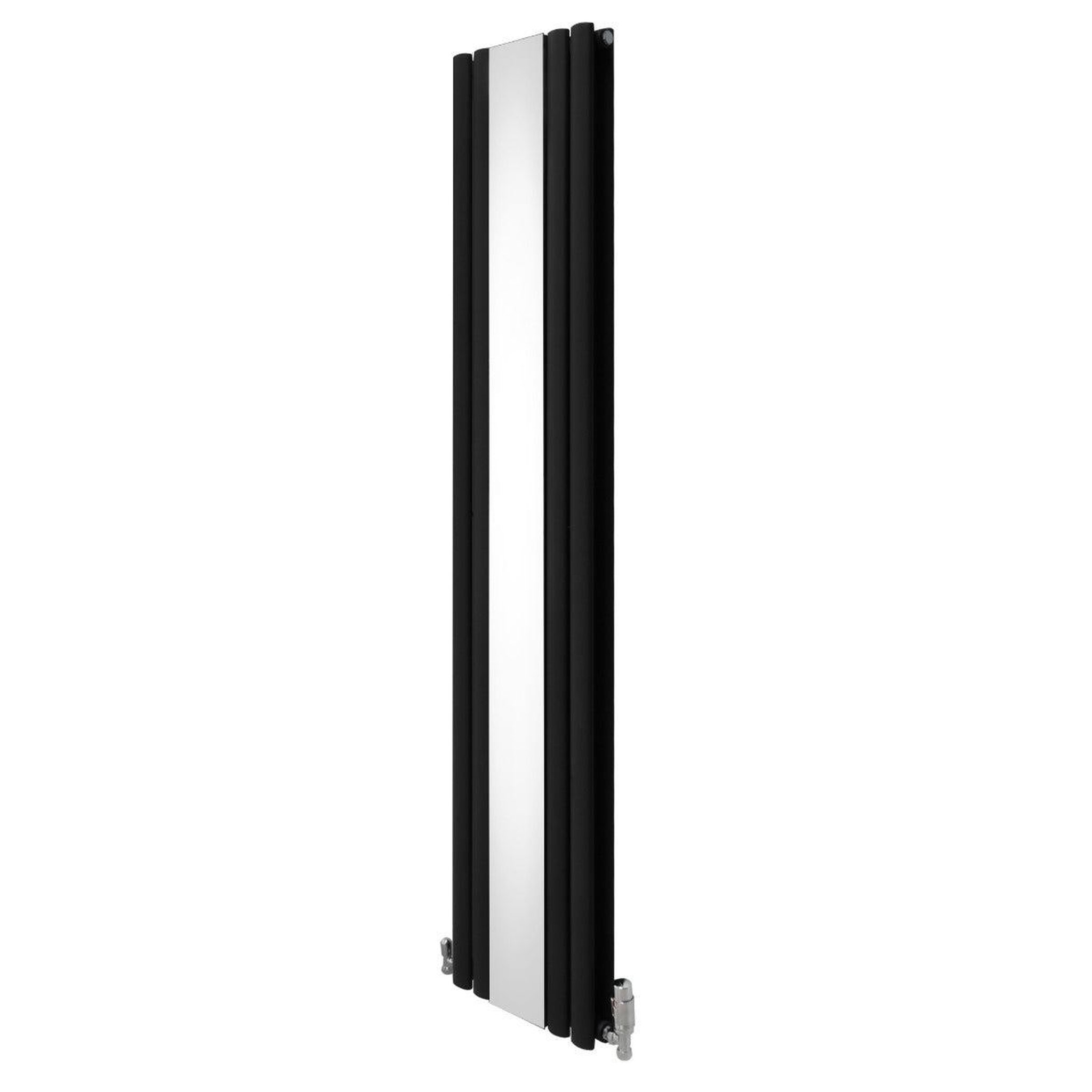 MONSTERSHOP Radiateur à colonnes ovales à miroir & vannes, panneaux - 1800 x 380 mm – noir