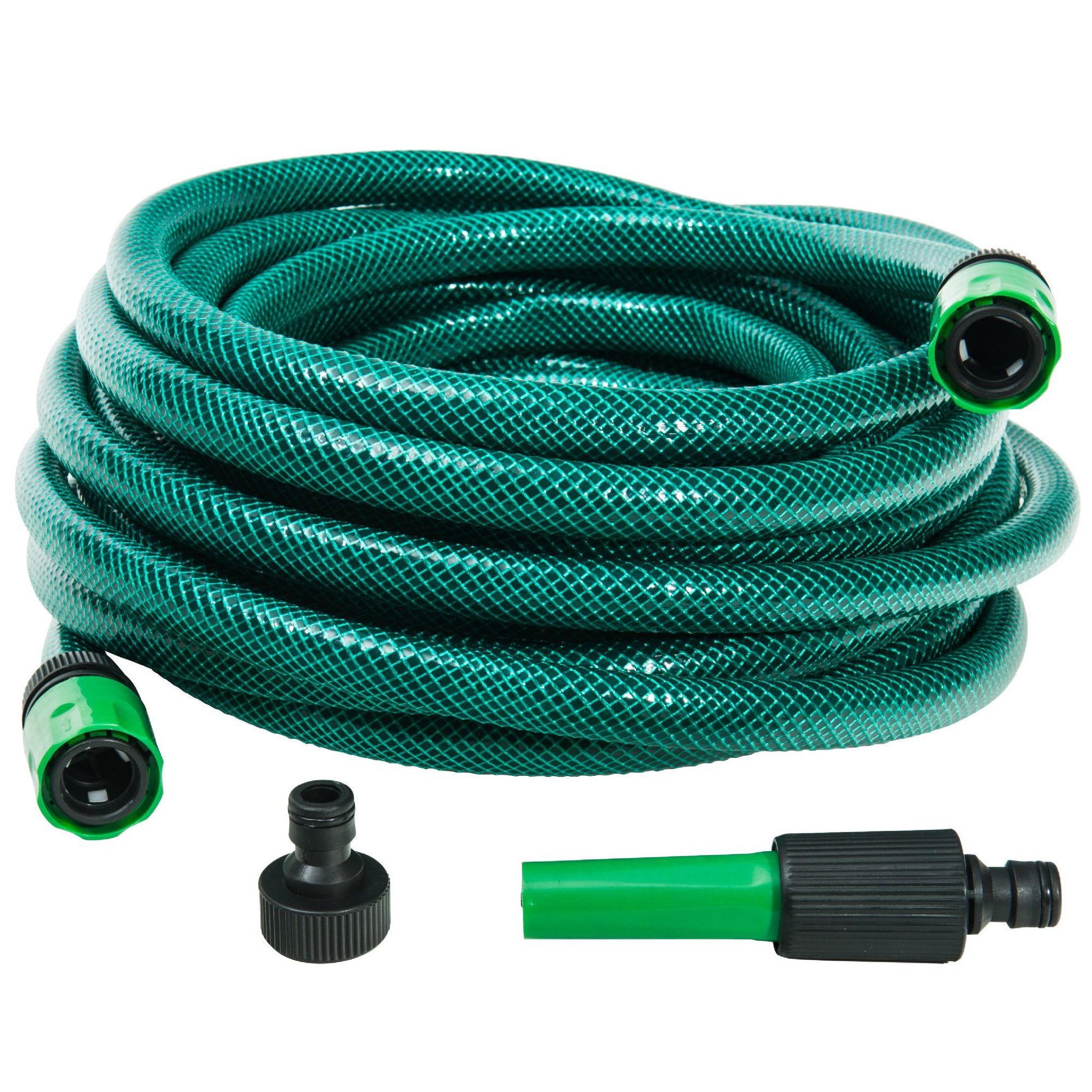 WERKAPRO Tuyau avec raccords et lance d15mm WERKA PRO. Coloris disponibles : Vert
