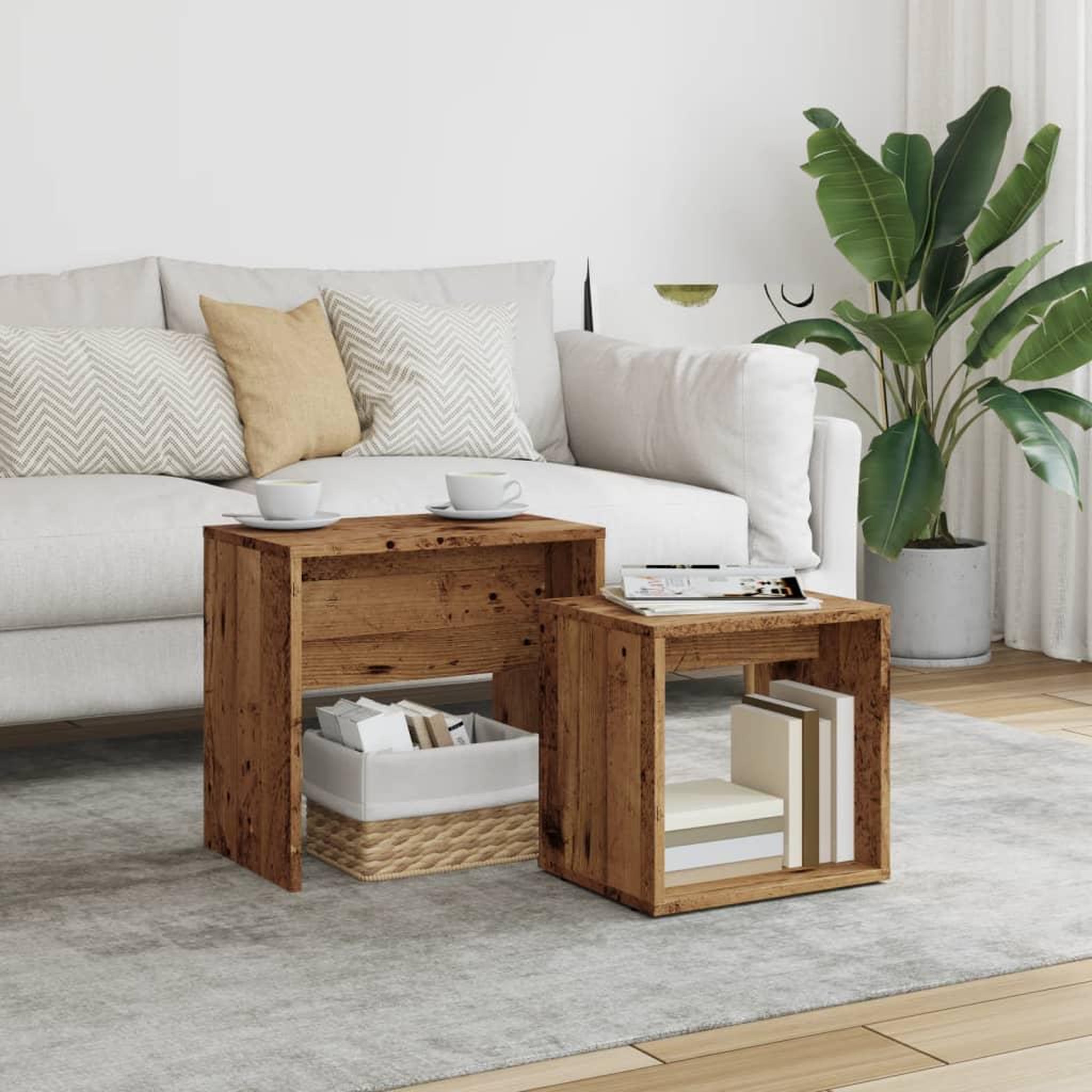 VIDAXL Tables basses gigognes 2 pcs vieux bois bois d'ingenierie