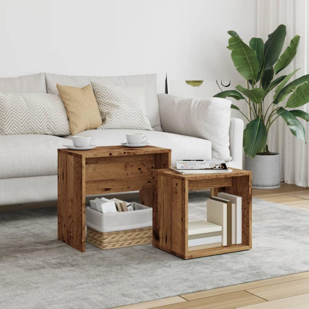 VIDAXL Tables basses gigognes 2 pcs vieux bois bois d'ingenierie