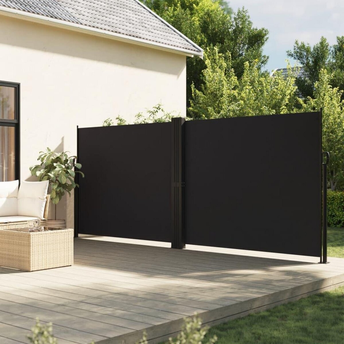 VIDAXL Auvent lateral retractable noir 160x1200 cm