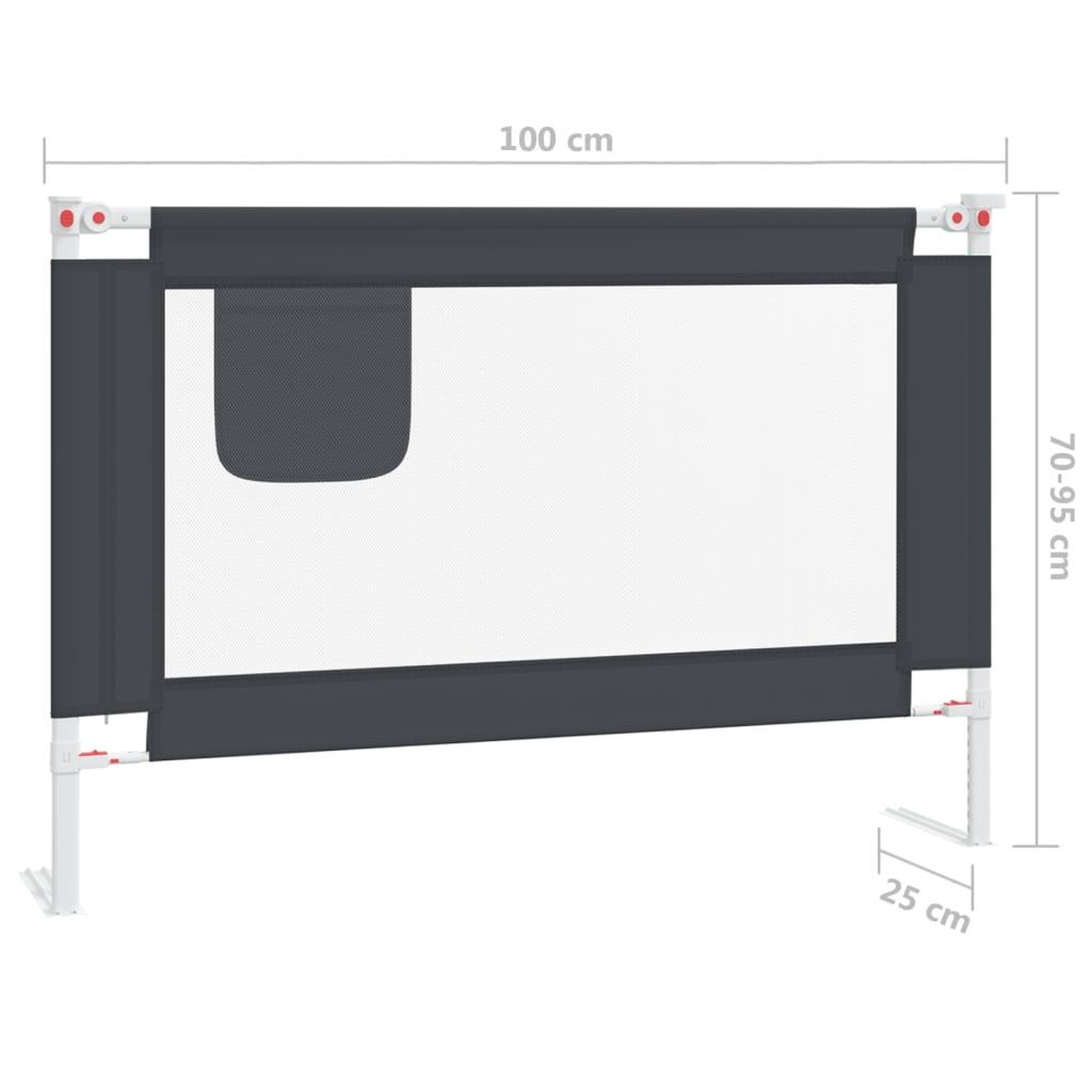 Voir la diapositive 6 : VIDAXL Barriere de securite de lit d'enfant Gris fonce 100x25 cm Tissu