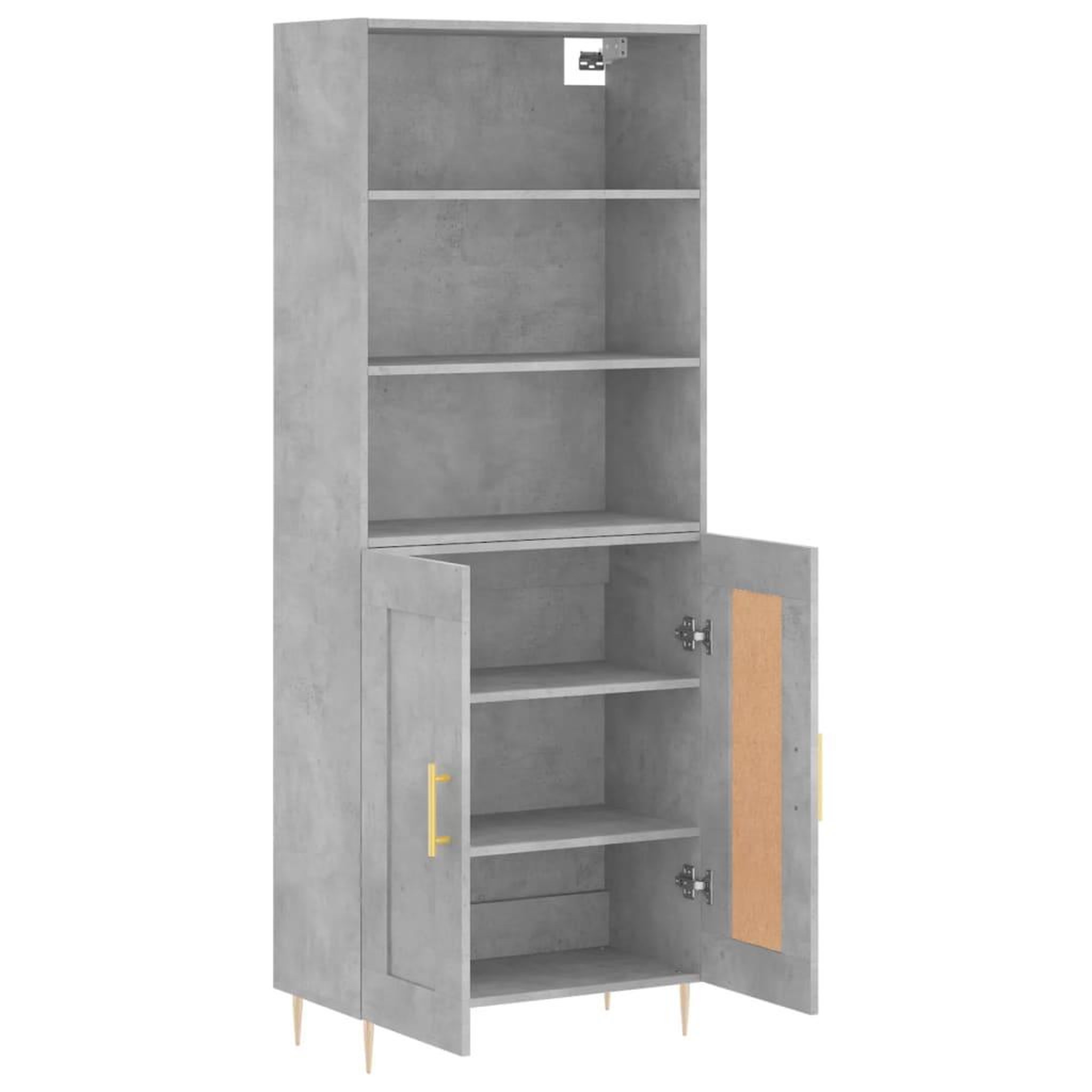 Voir la diapositive 4 : VIDAXL Buffet haut Gris beton 69,5x34x180 cm Bois d'ingenierie