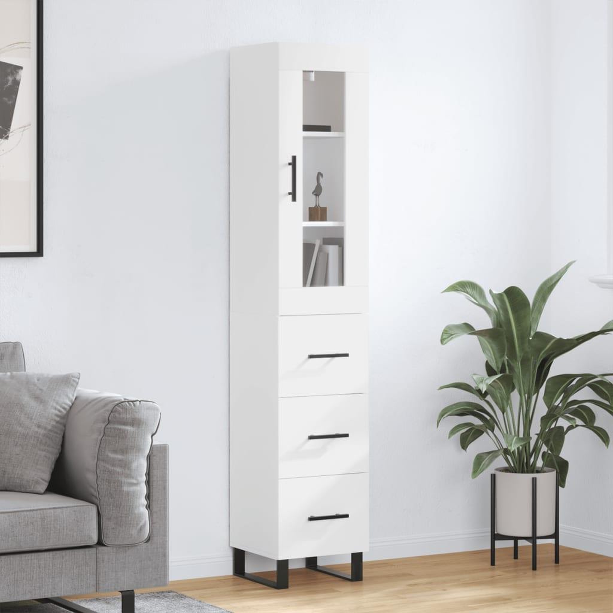 Voir la diapositive 1 : VIDAXL Buffet haut Blanc 34,5x34x180 cm Bois d'ingenierie
