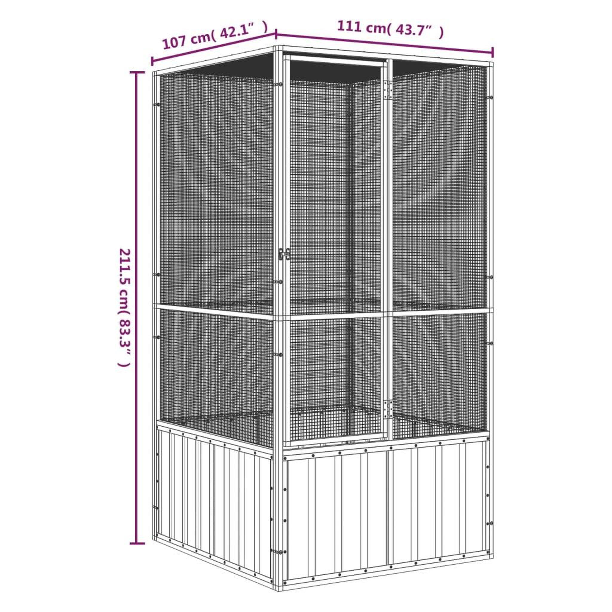 Voir la diapositive 6 : VIDAXL Cage a oiseaux Gris 111x107x211,5 cm Acier galvanise