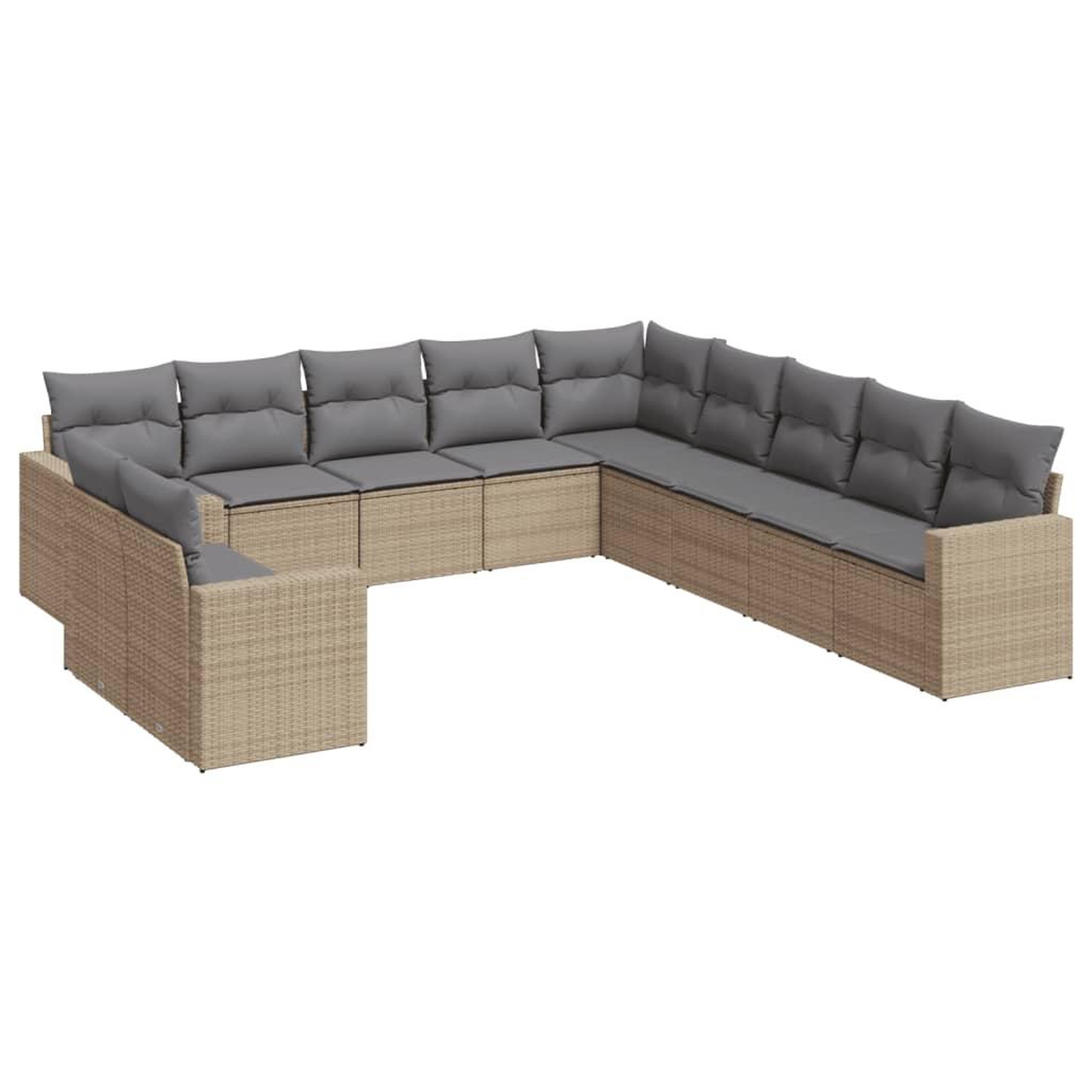 Voir la diapositive 2 : VIDAXL Salon de jardin 11 pcs avec coussins beige resine tressee