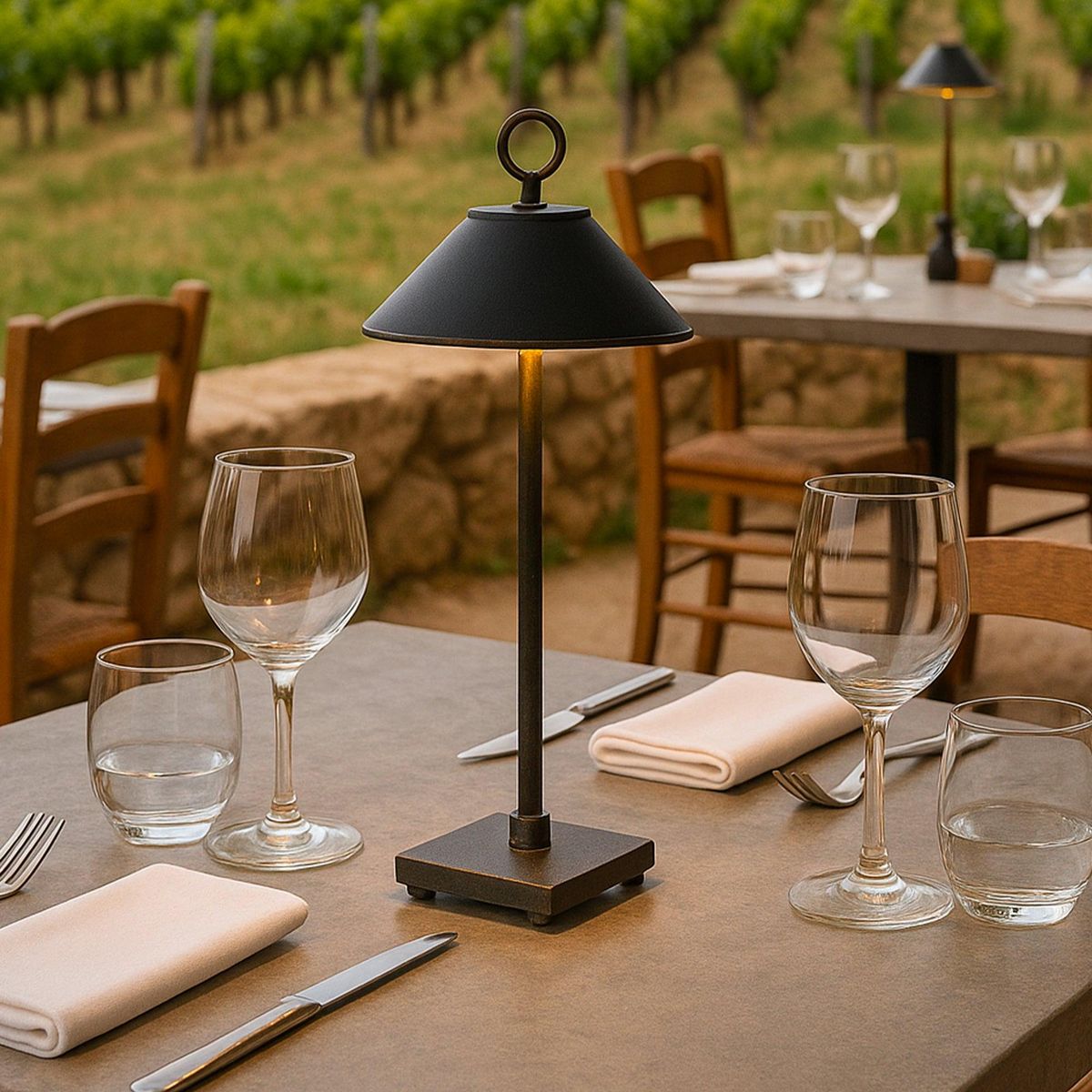 Lumisky Lampe de table sans fil LED MARAIS Noir Aluminium H28,4cm