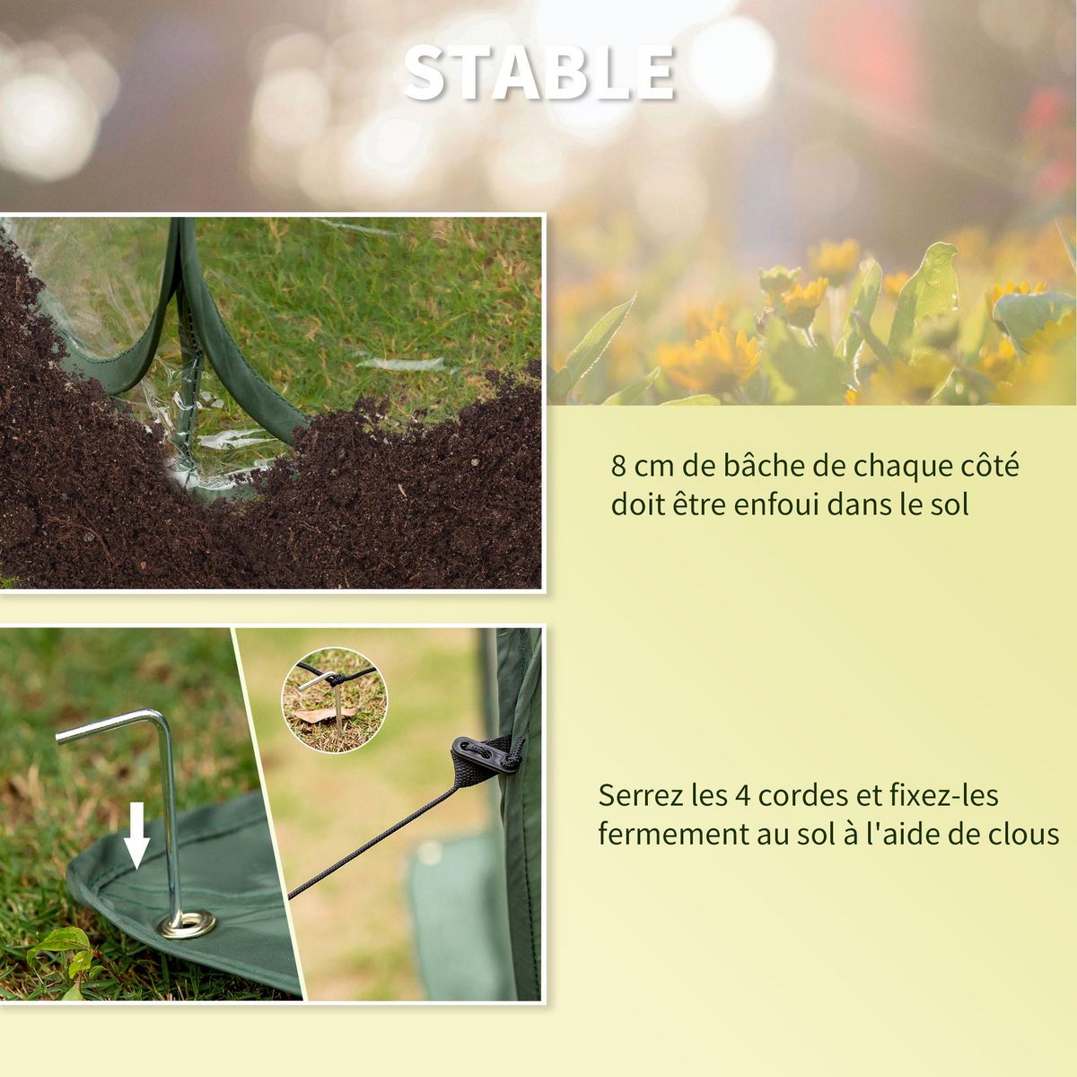 OUTSUNNY Serre pop-up - serre de jardin pop-up - 4 portes zippées enroulables - dim. 2,5L x 1,25l x 1,35H m - sac transport inclus - PVC vert