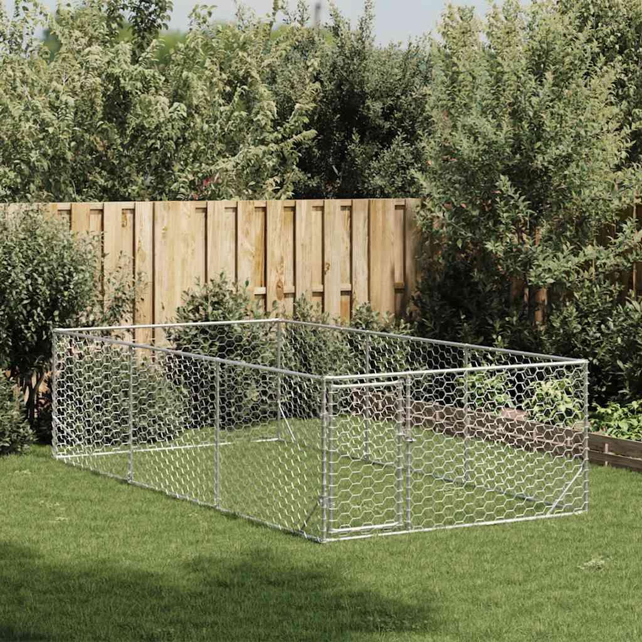 Voir la diapositive 2 : VIDAXL Chenil d'exterieur pour chiens porte 2x4x1 m acier galvanise