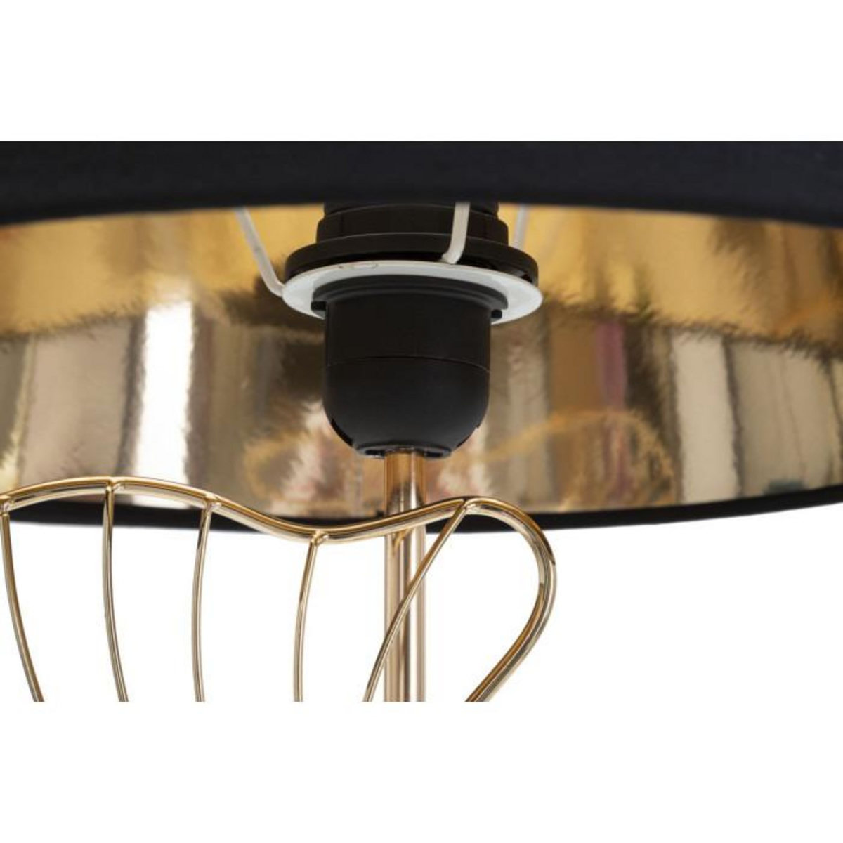 Paris Prix Lampe à Poser en Métal  Feuilles  60cm Or & Noir