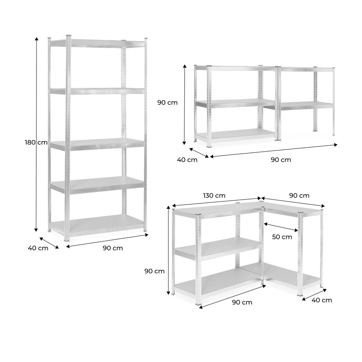 SWEEEK Lot de 2 étagères modulables en métal pour charges lourdes - Modul - avec 5 plateaux