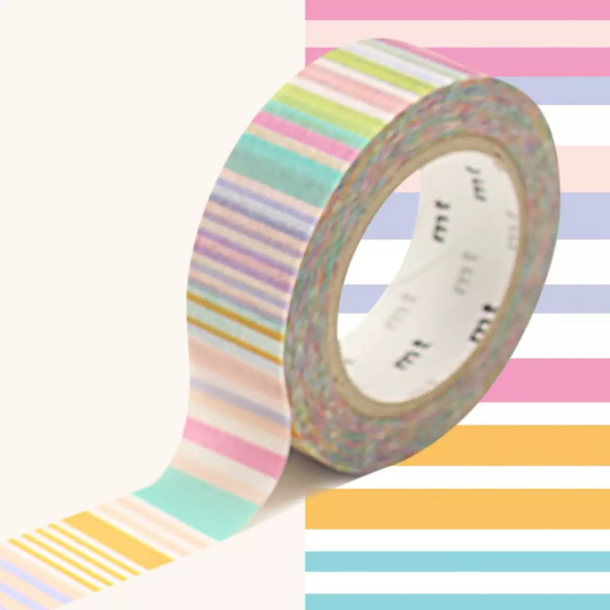 Masking Tape (MT) Masking tape multi lignes pastel - 1,5 cm x 7 m