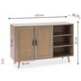 Voir la diapositive 4 : VS VENTA-STOCK Buffet Dalia 2 portes et 3 niches couleur chêne, 120 cm longueur