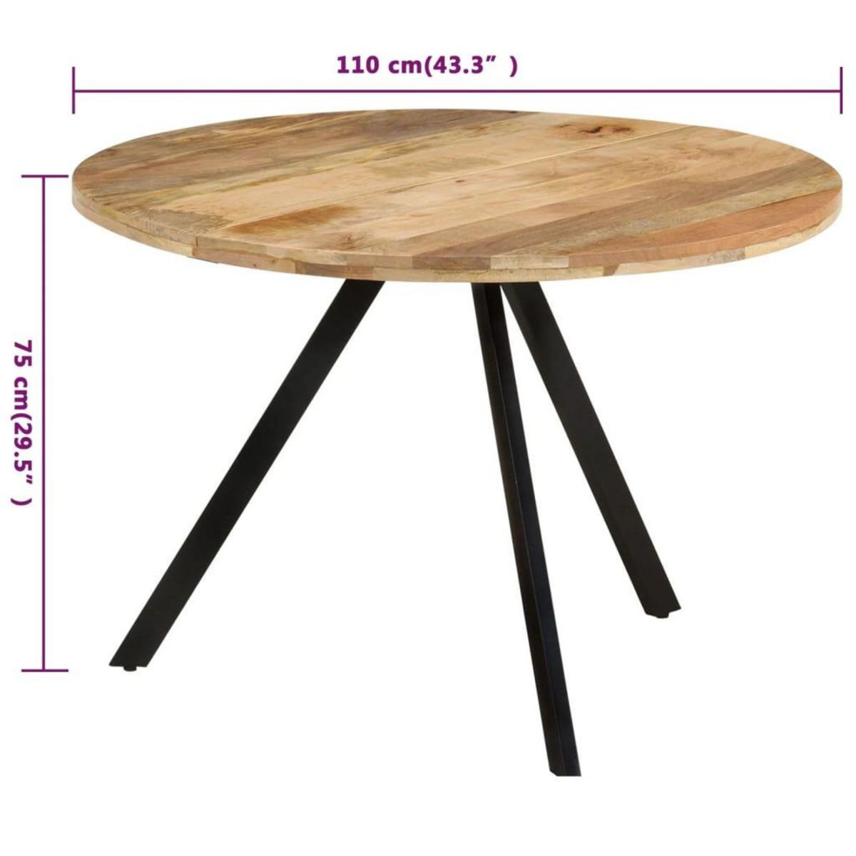 VIDAXL Table a dîner 110x75 cm Bois de manguier massif