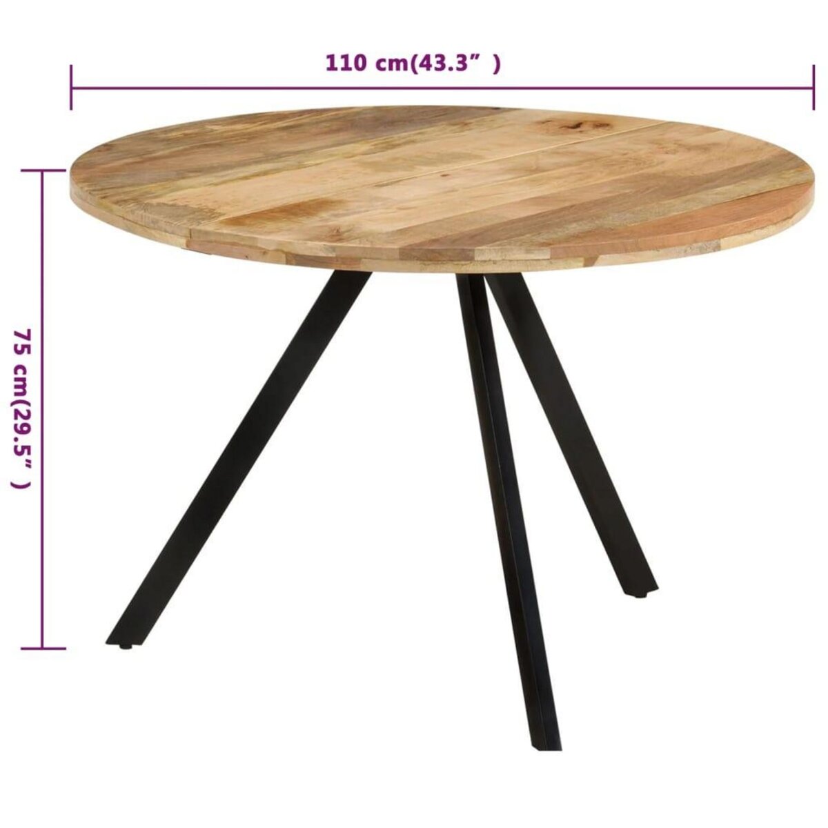 VIDAXL Table a dîner 110x75 cm Bois de manguier massif