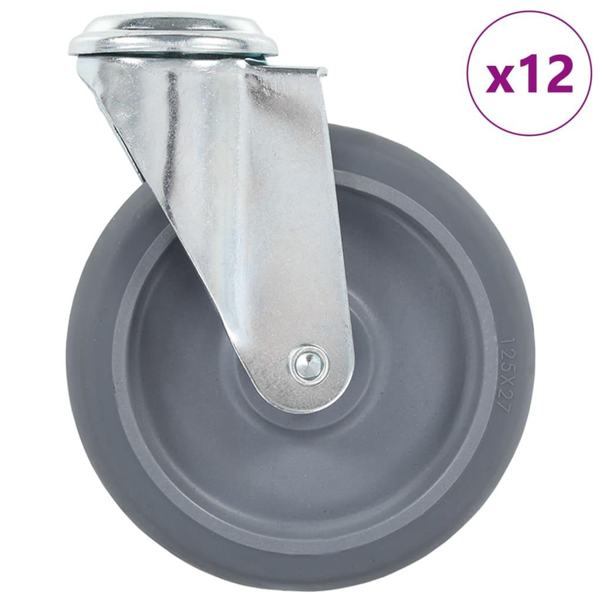 VIDAXL 12 pcs Roulettes pivotantes a trou de boulon 125 mm