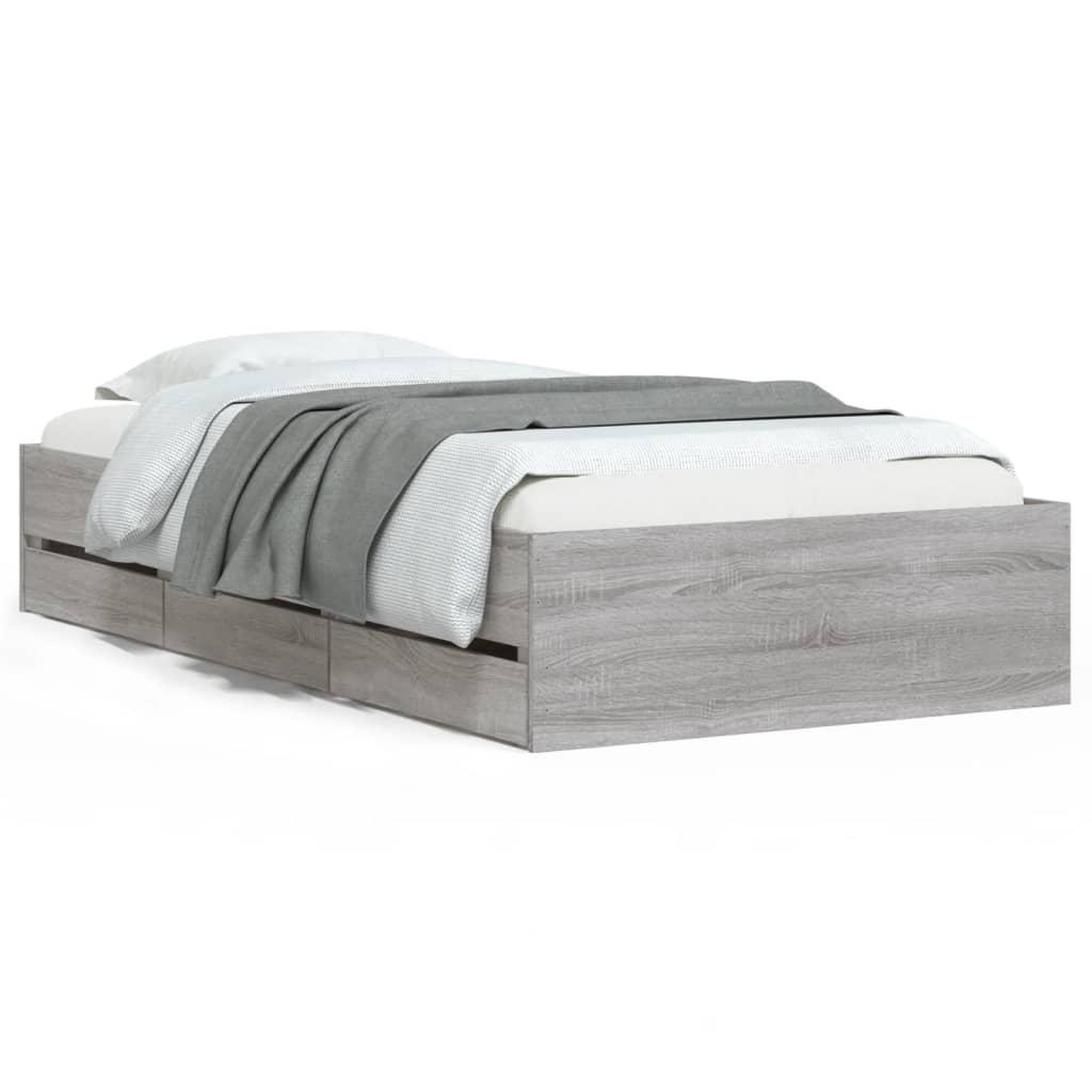 Voir la diapositive 2 : VIDAXL Cadre de lit avec tiroirs sans matelas sonoma gris 100x200 cm