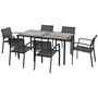 Voir la diapositive 1 : OUTSUNNY Ensemble salon de jardin 6 places 7 pièces avec table à manger acier textilène aspect bois gris