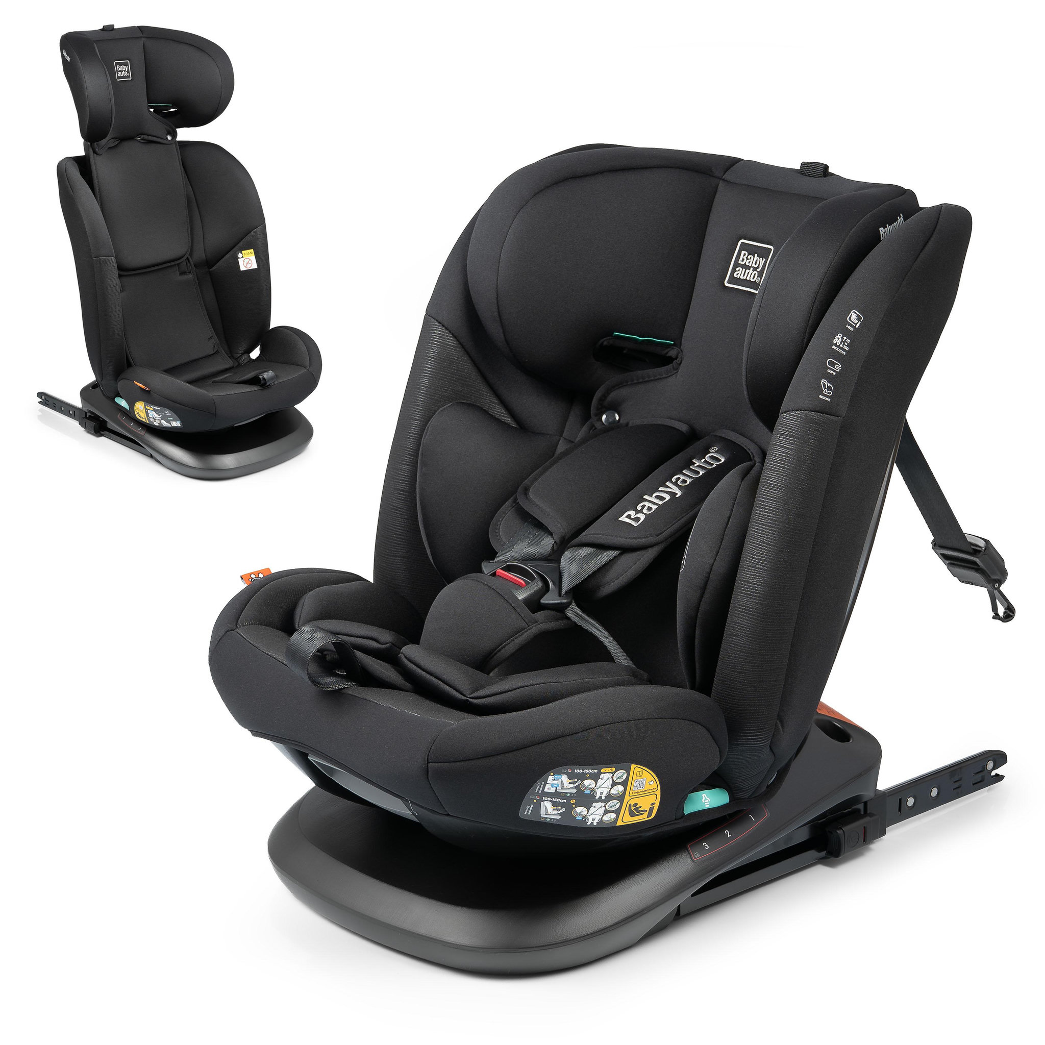 BABYAUTO Siège auto riva ifix top tether reclinable 76-150 cm. Coloris disponibles : Noir