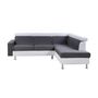 Voir la diapositive 4 : Canapé d'angle 4-5 places fixe avec LED  TOMY- Simili blanc - Microfibre grise - Angle droit