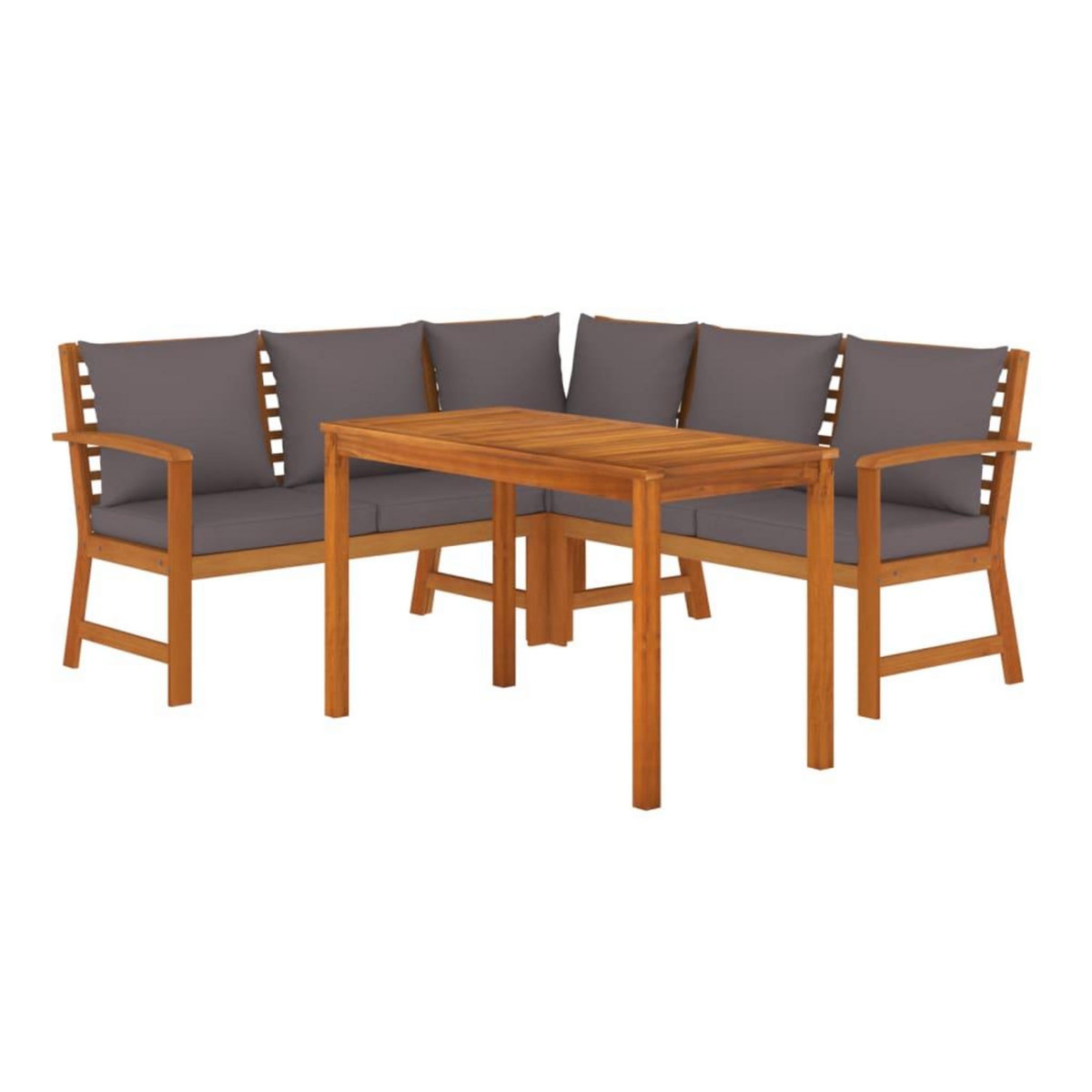 VIDAXL Ensemble a manger de jardin 4 pcs coussins Bois acacia