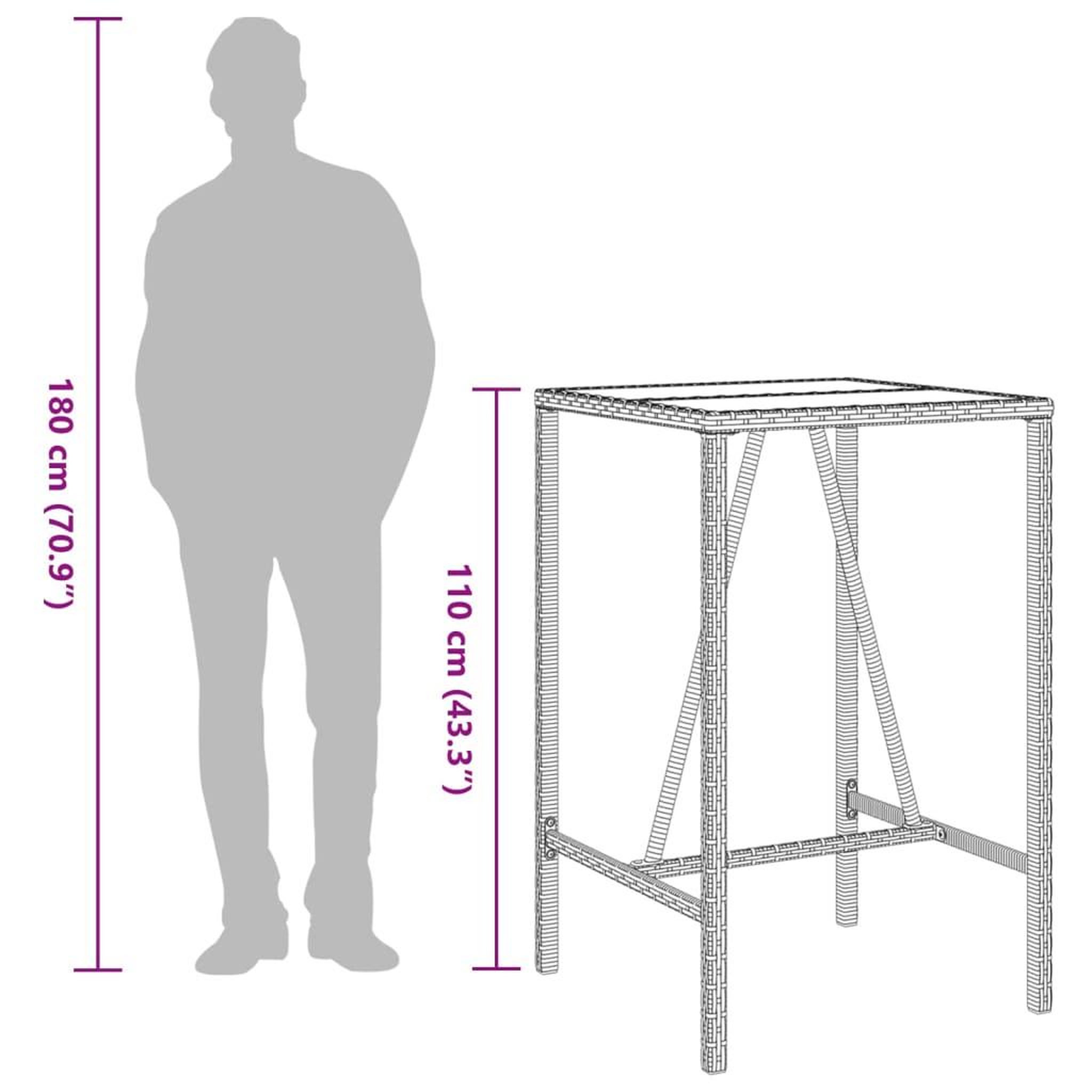Voir la diapositive 6 : VIDAXL Table de bar d'exterieur marron 70x70x110 cm resine tressee