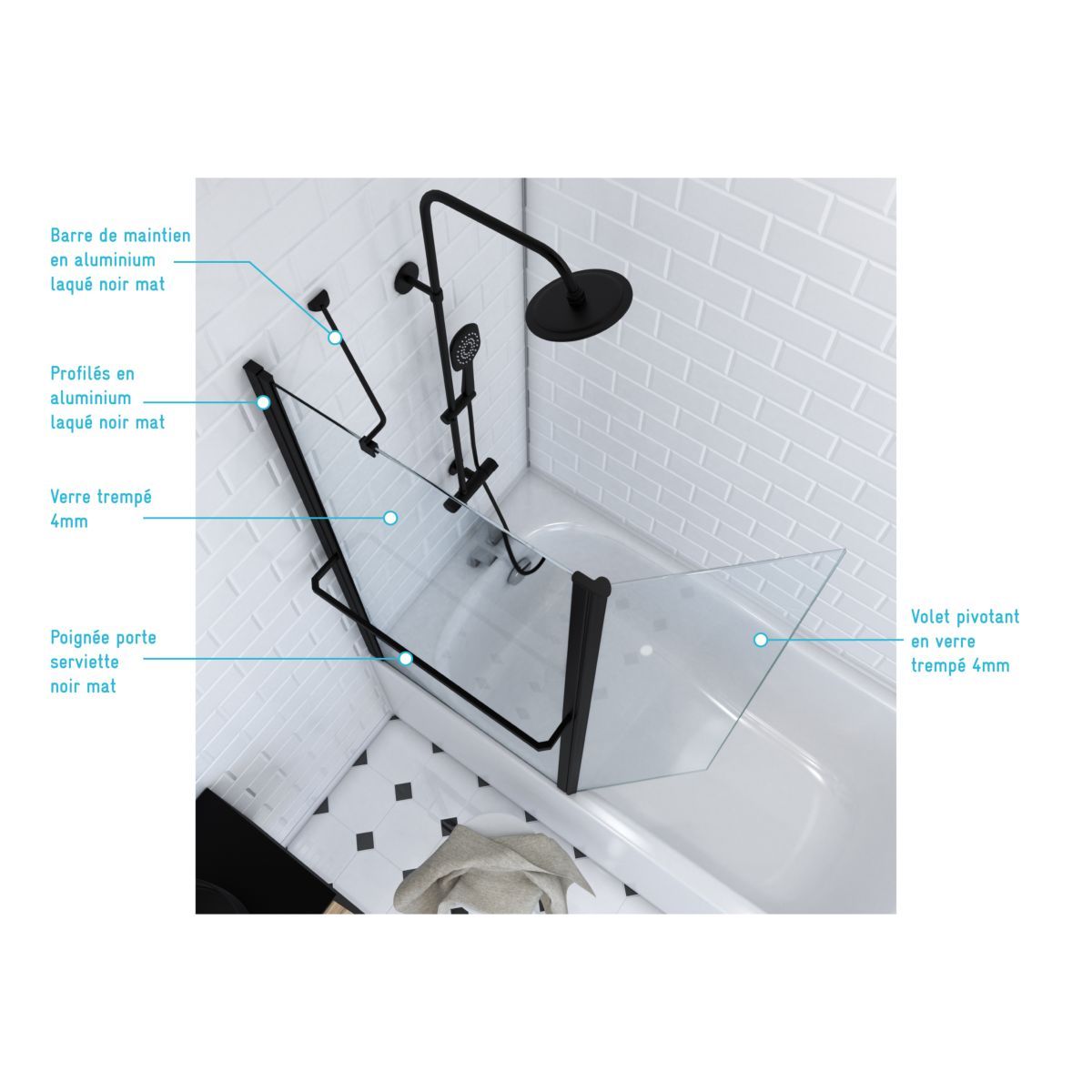 Pare baignoire IBIZA BLACK