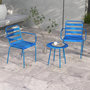 Voir la diapositive 2 : OUTSUNNY Salon de jardin bistro - table basse ronde Ø 60 cm 2 chaises empilables - acier thermolaqué bleu