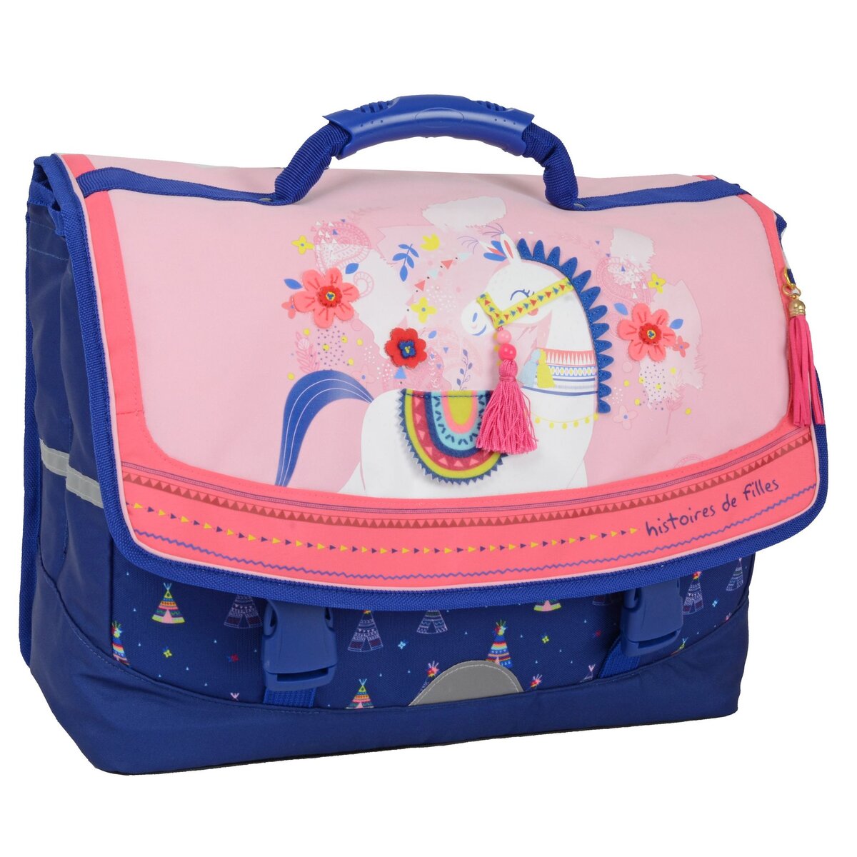 Histoires de filles Cartable 41cm fille Premium Cheval bleu et