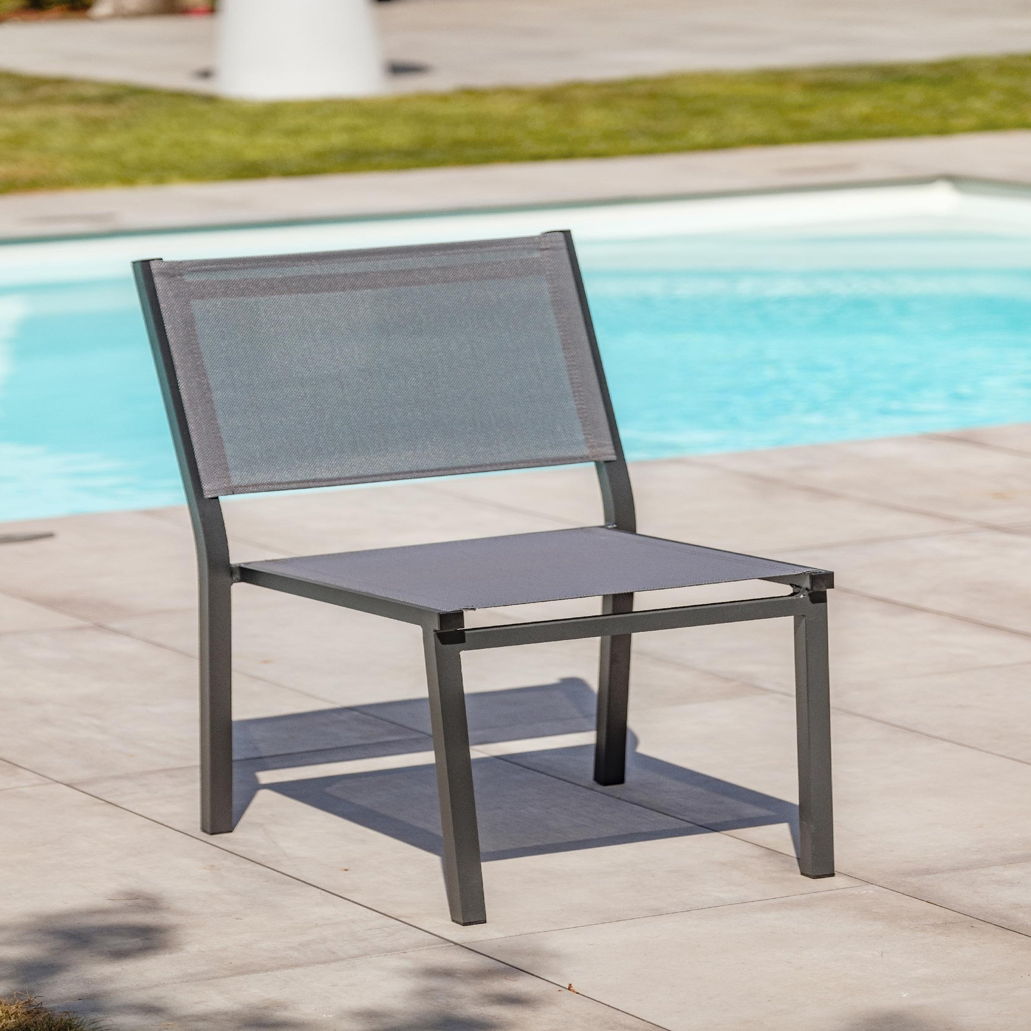 Voir la diapositive 2 : DCB GARDEN Chaise de jardin empilable en aluminium toile plastifiée
