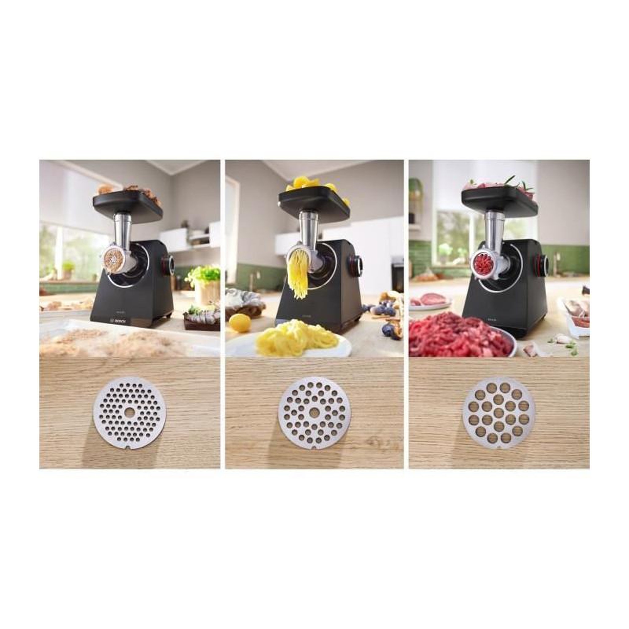 Voir la diapositive 6 : BOSCH Hachoir a viande Série 4 - BOSCH - MFWS430B - 3 grilles de hachoir - Marche arriere - Noir