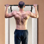 Voir la diapositive 2 : HOMCOM Barre de traction porte 2 bandes de résistance incluses max. 150 Kg acier orange noir