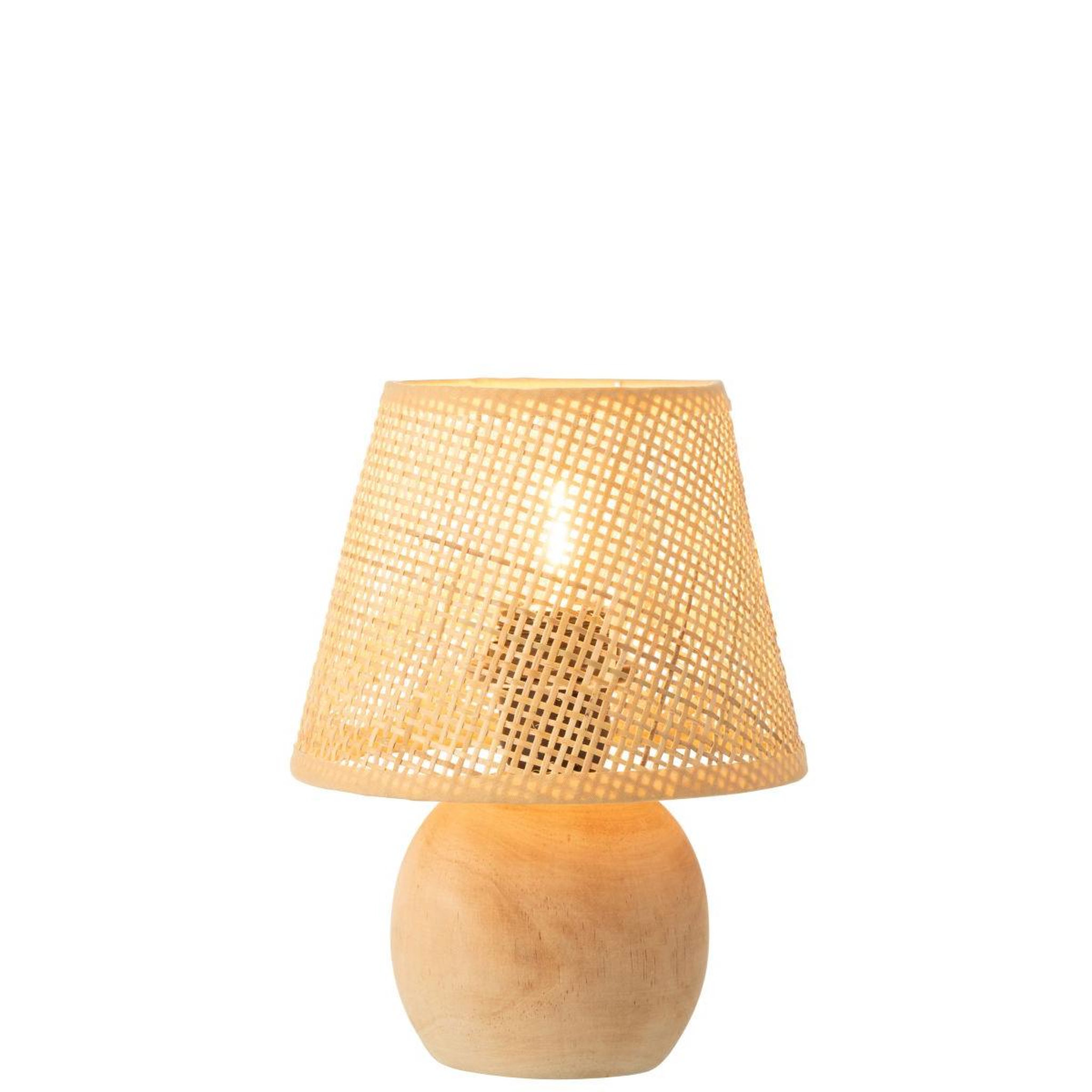 Voir la diapositive 2 : J-LINE Lampe à poser à led en bois  torsade  23cm naturel