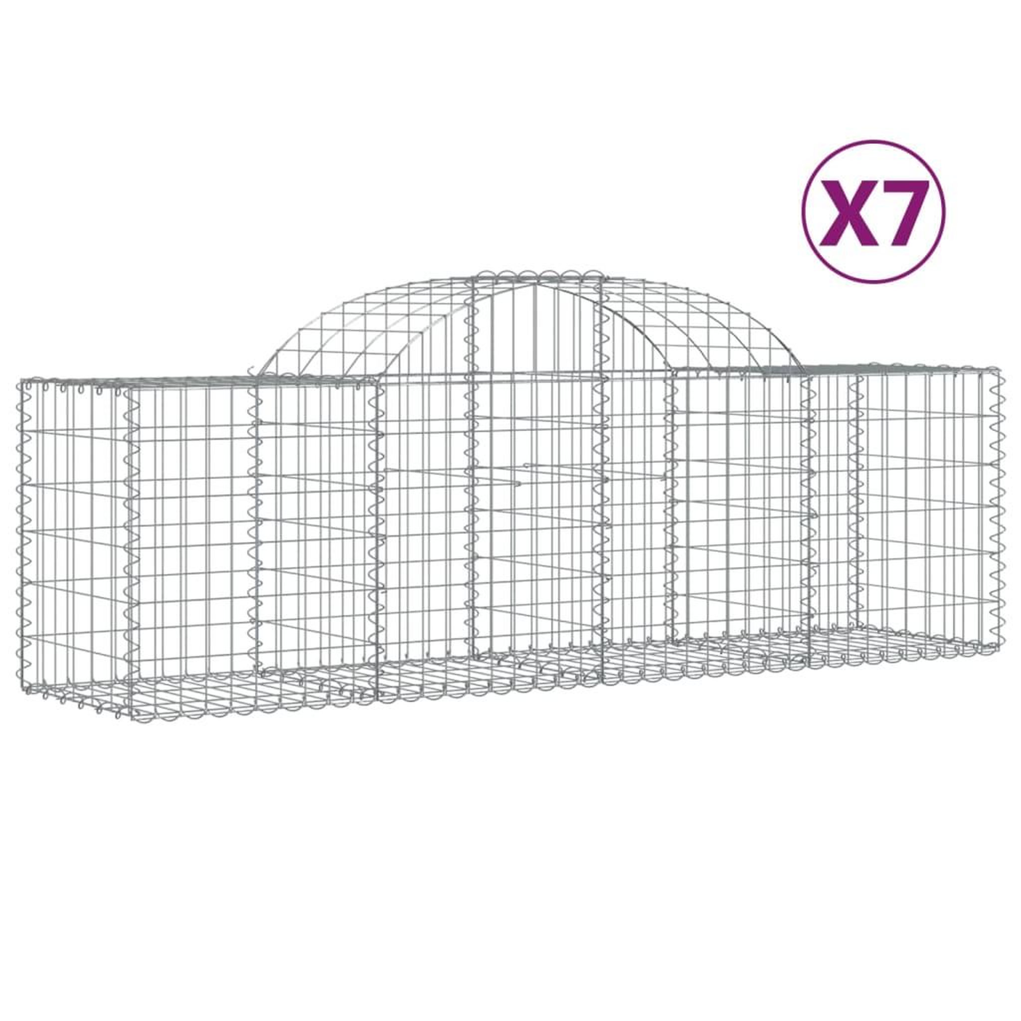 Voir la diapositive 2 : VIDAXL Paniers a gabions arques 7 pcs 200x50x60/80 cm Fer galvanise