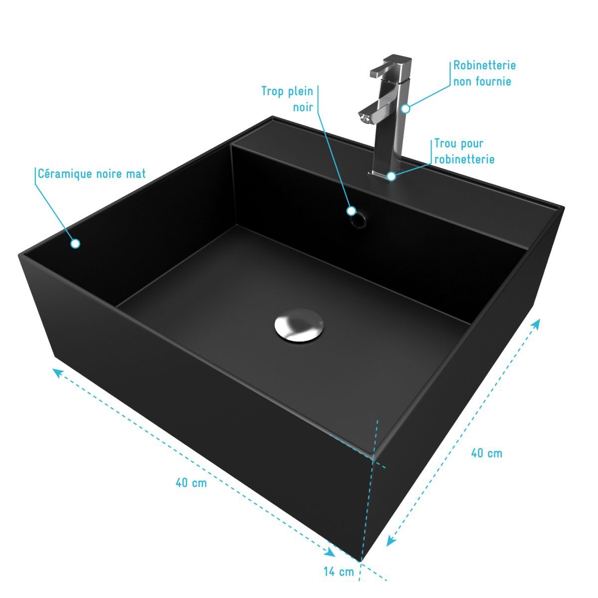 vasque en céramique carrée Dark fjord