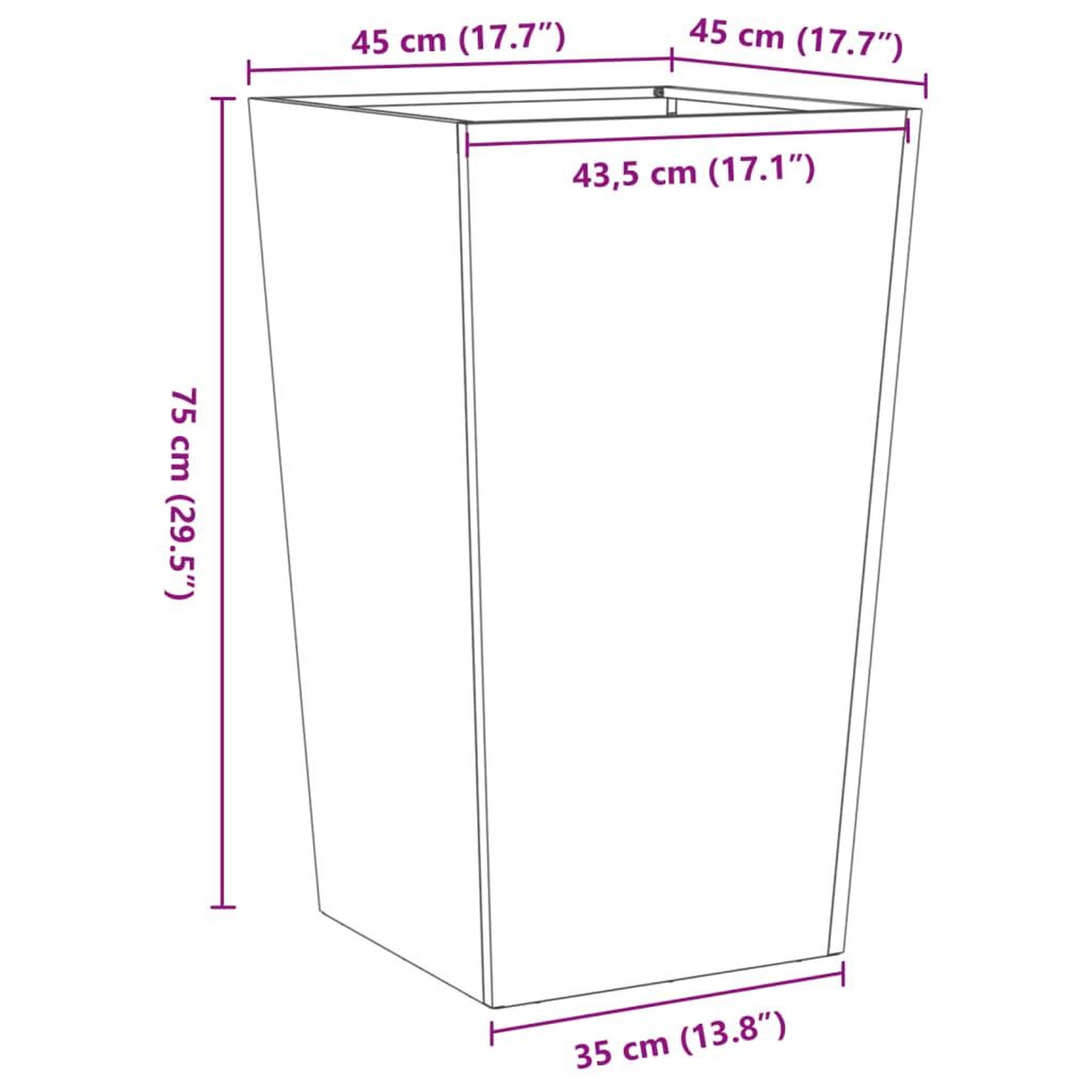 Voir la diapositive 6 : VIDAXL Jardinieres 2 pcs 45x45x75 cm acier resistant aux intemperies