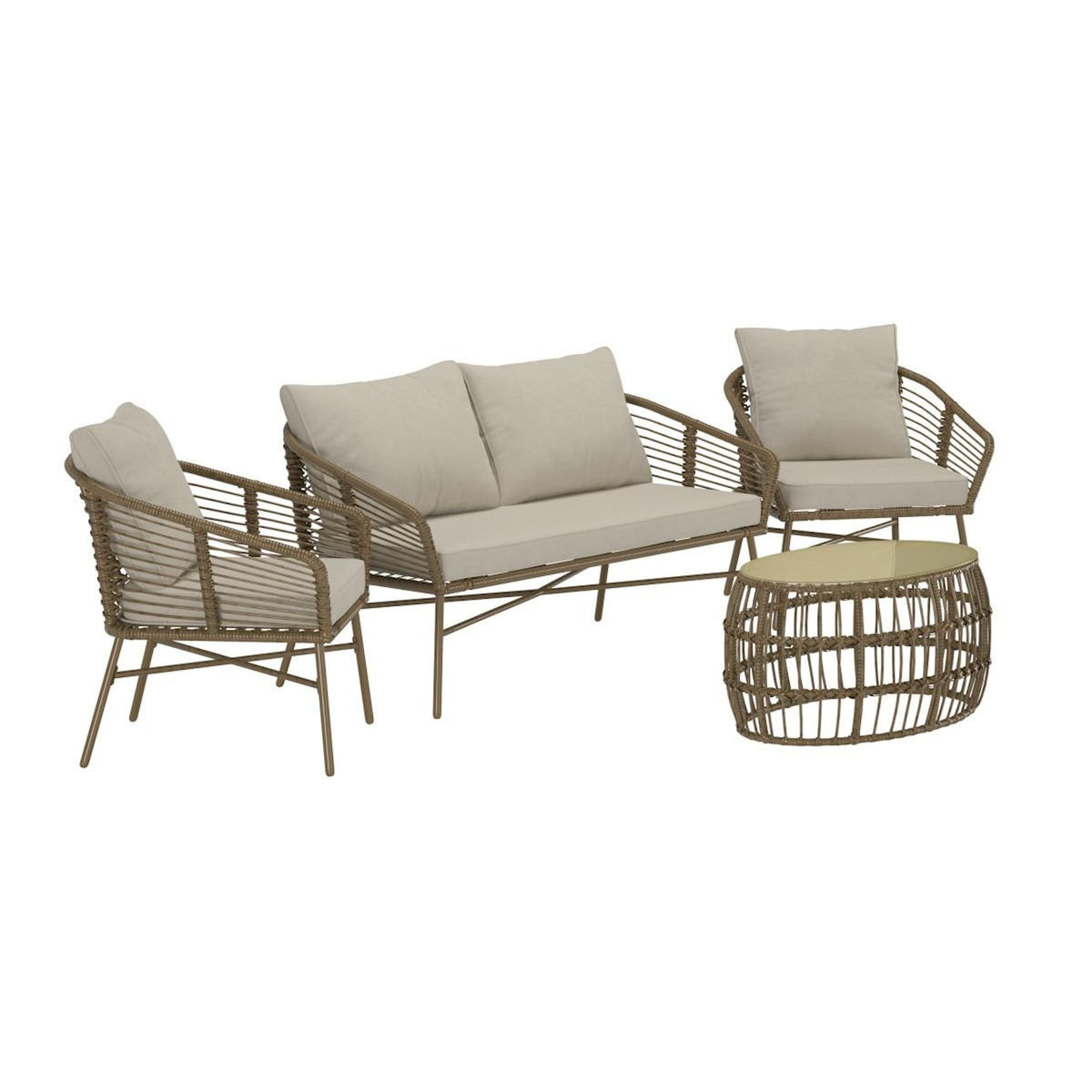 Paris Prix Salon de Jardin 4 Places  Lipari  160cm Marron