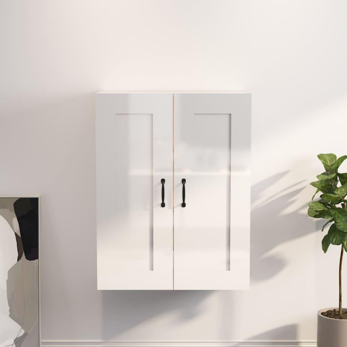 VIDAXL Armoire murale suspendue Blanc brillant 69,5x32,5x90 cm