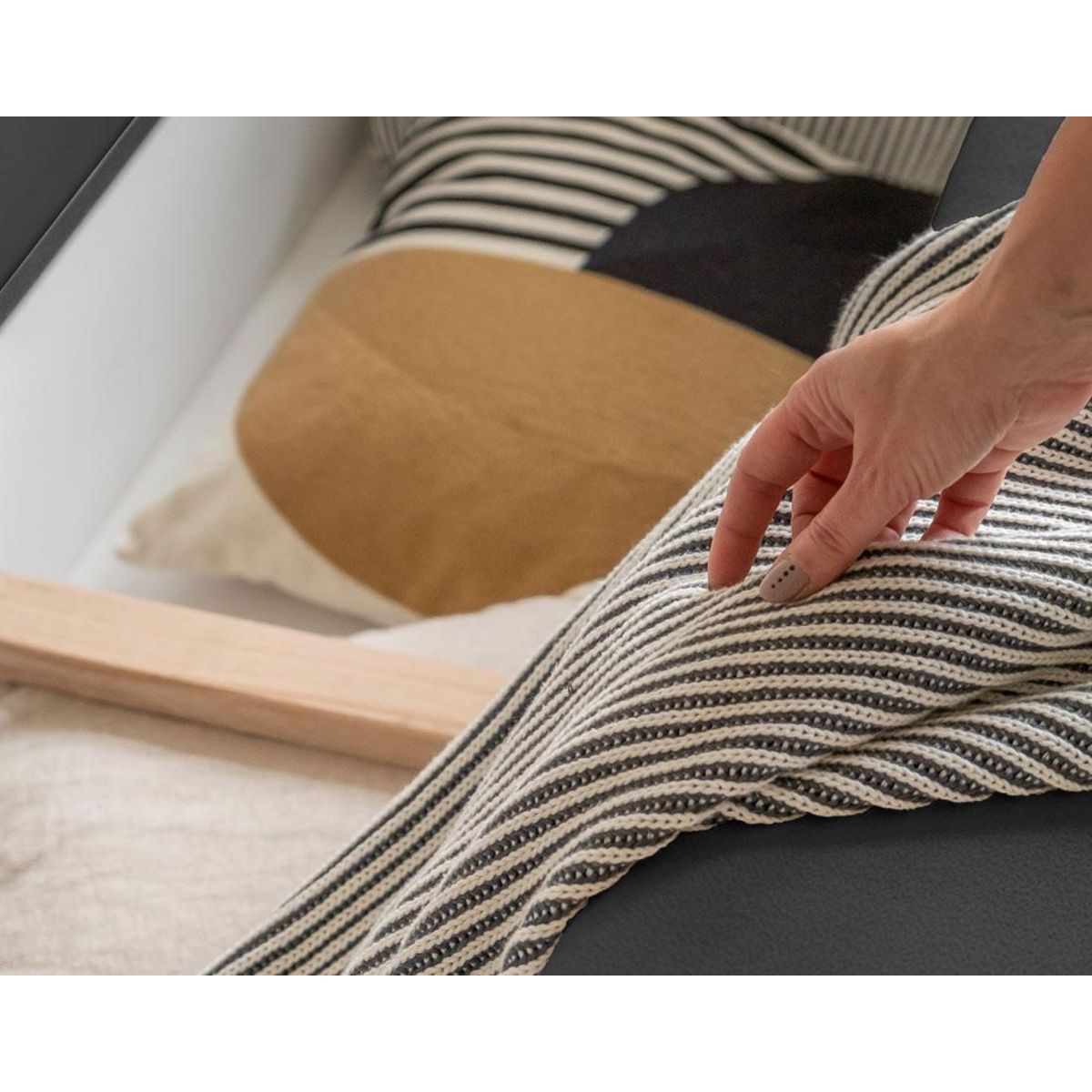 BEST MOBILIER Wilson - canapé droit 3 places convertible avec coffre en tissu et tissu texturé