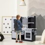 HOMCOM Cuisine pour enfants en bois jeu jouet d'imitation grand réalisme multi-équipement 105L x 32l x 95H cm argent noir