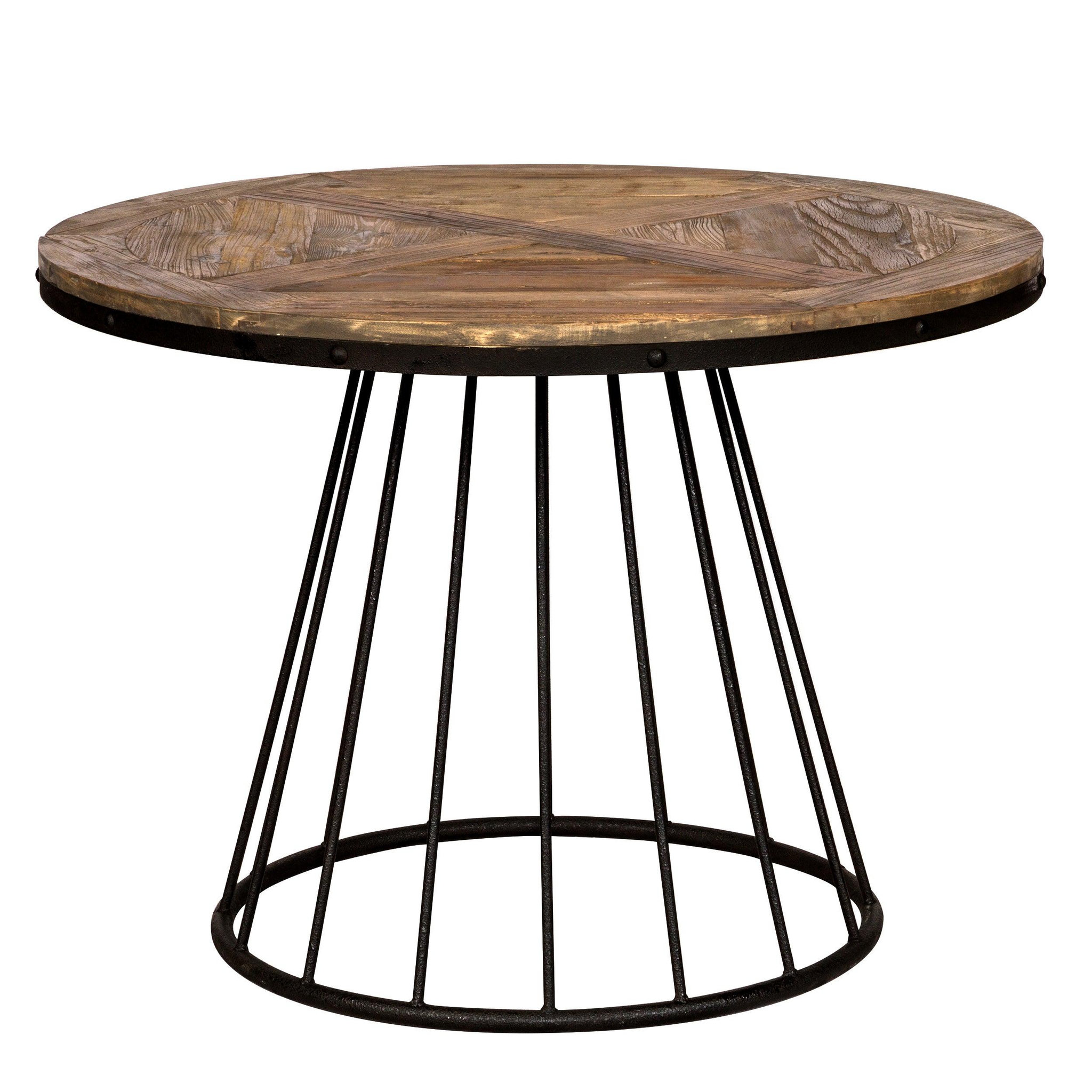 MAISON PAVANE Table ronde 5 personnes en bois de cèdre et pied en métal d110 cm-pralus