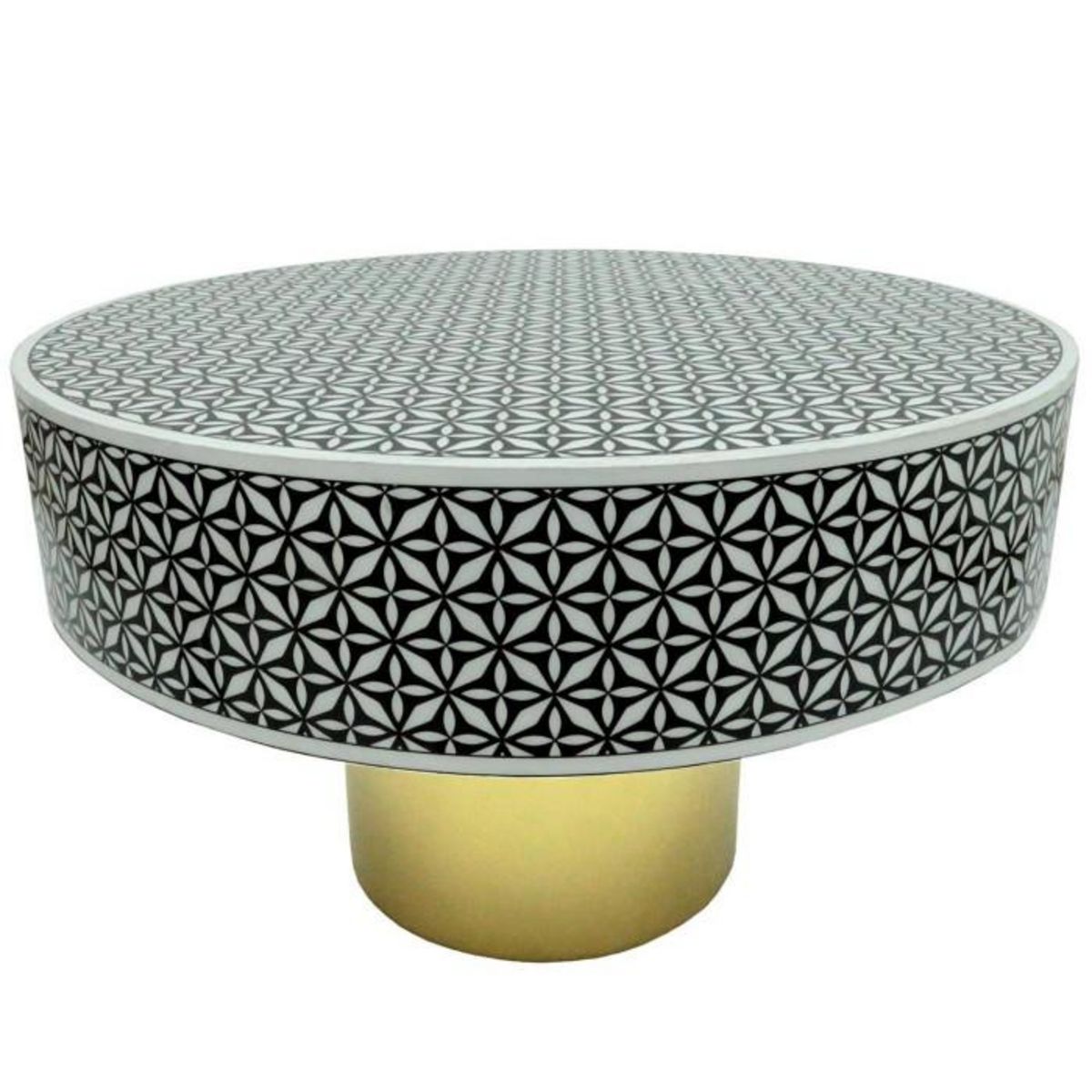 Paris Prix Table Basse Ronde  Arabesque  71cm Noir & Blanc