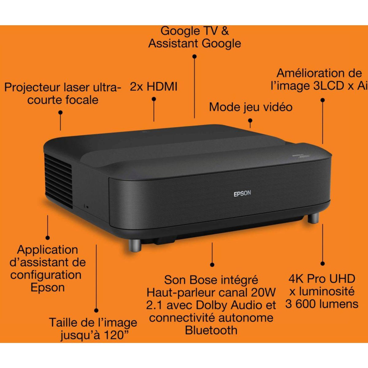 Epson Vidéoprojecteur home cinéma EH-LS670B 2025 4K PRO UHD, Google TV
