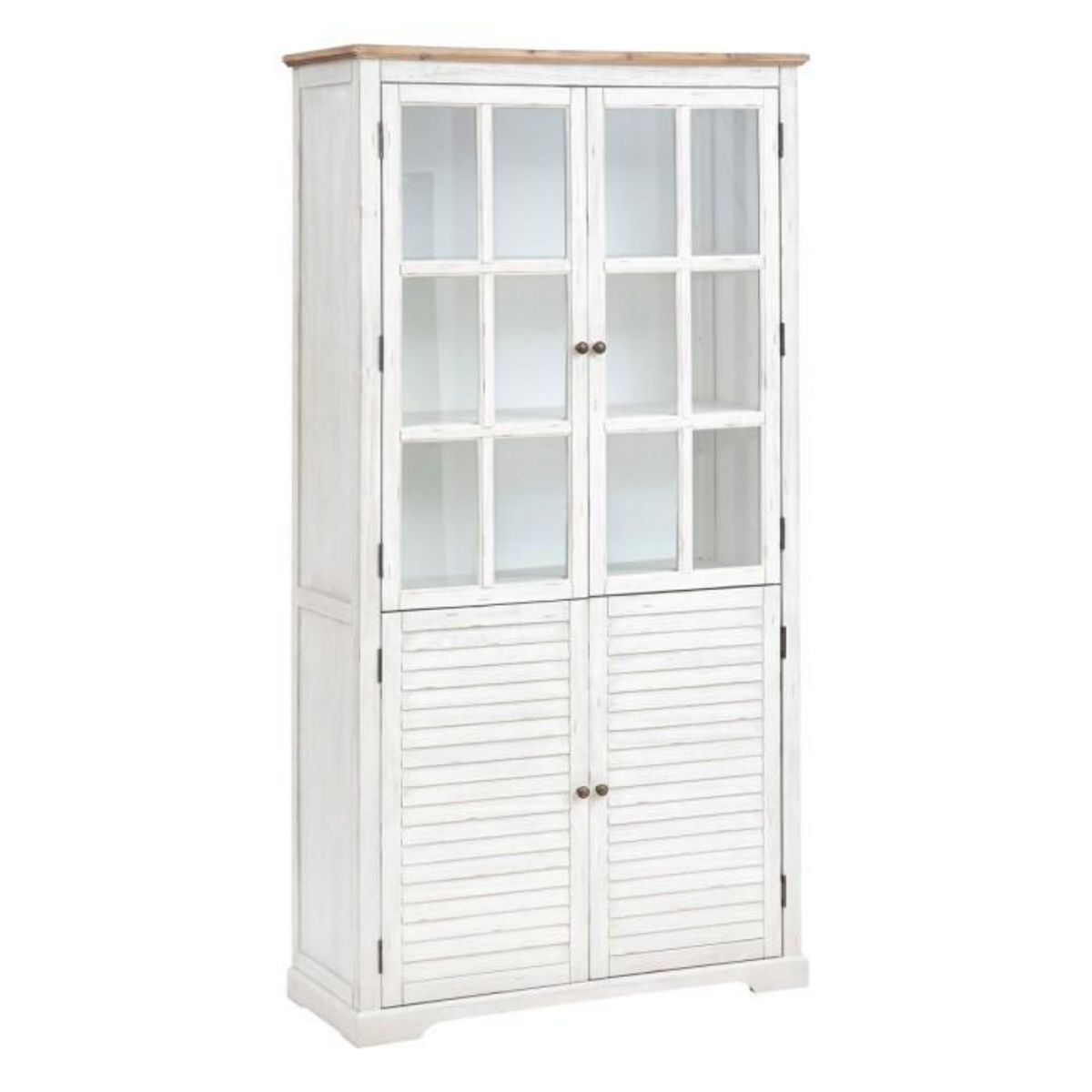 ATMOSPHERA Vitrine 4 Portes en Bois  Olbia  190cm Blanc