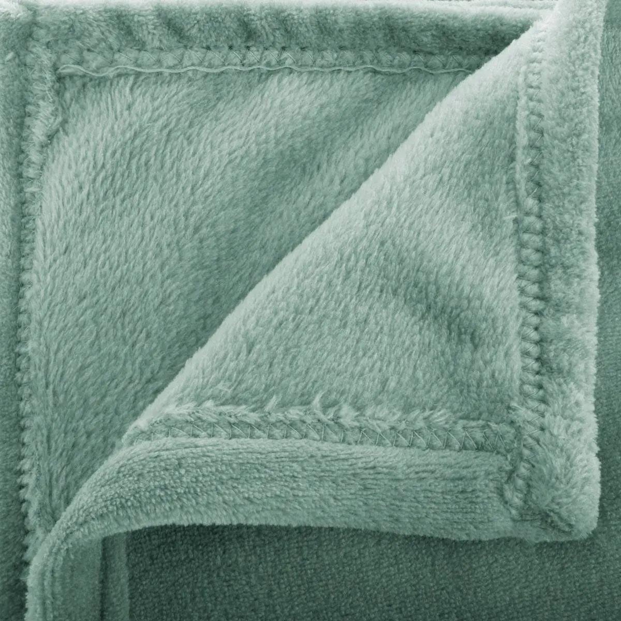Voir la diapositive 2 : ATMOSPHERA Plaid en flanelle uni  ollis  130x180cm vert céladon