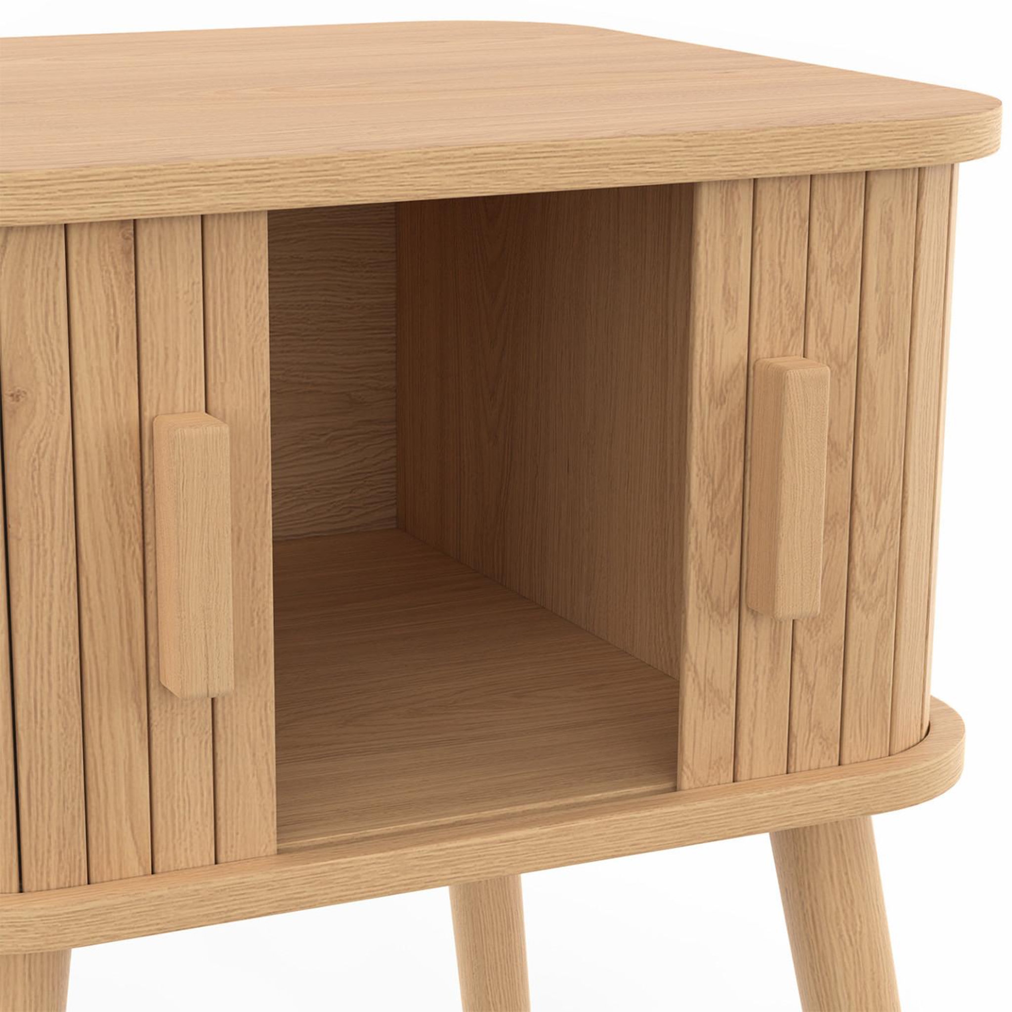 Voir la diapositive 5 : ID MARKET Lot de 2 tables de chevet romie effet lattes 2 portes coulissantes