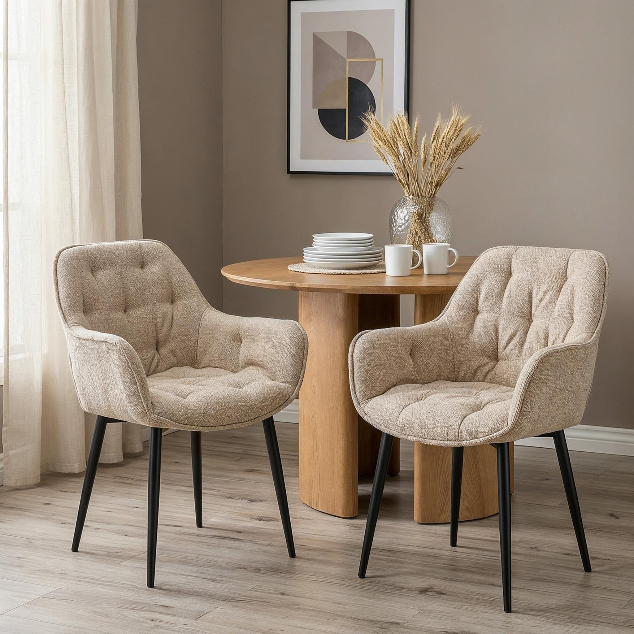 Voir la diapositive 2 : IDIMEX Lot de 2 chaises ARDEN de salle à manger en tissu