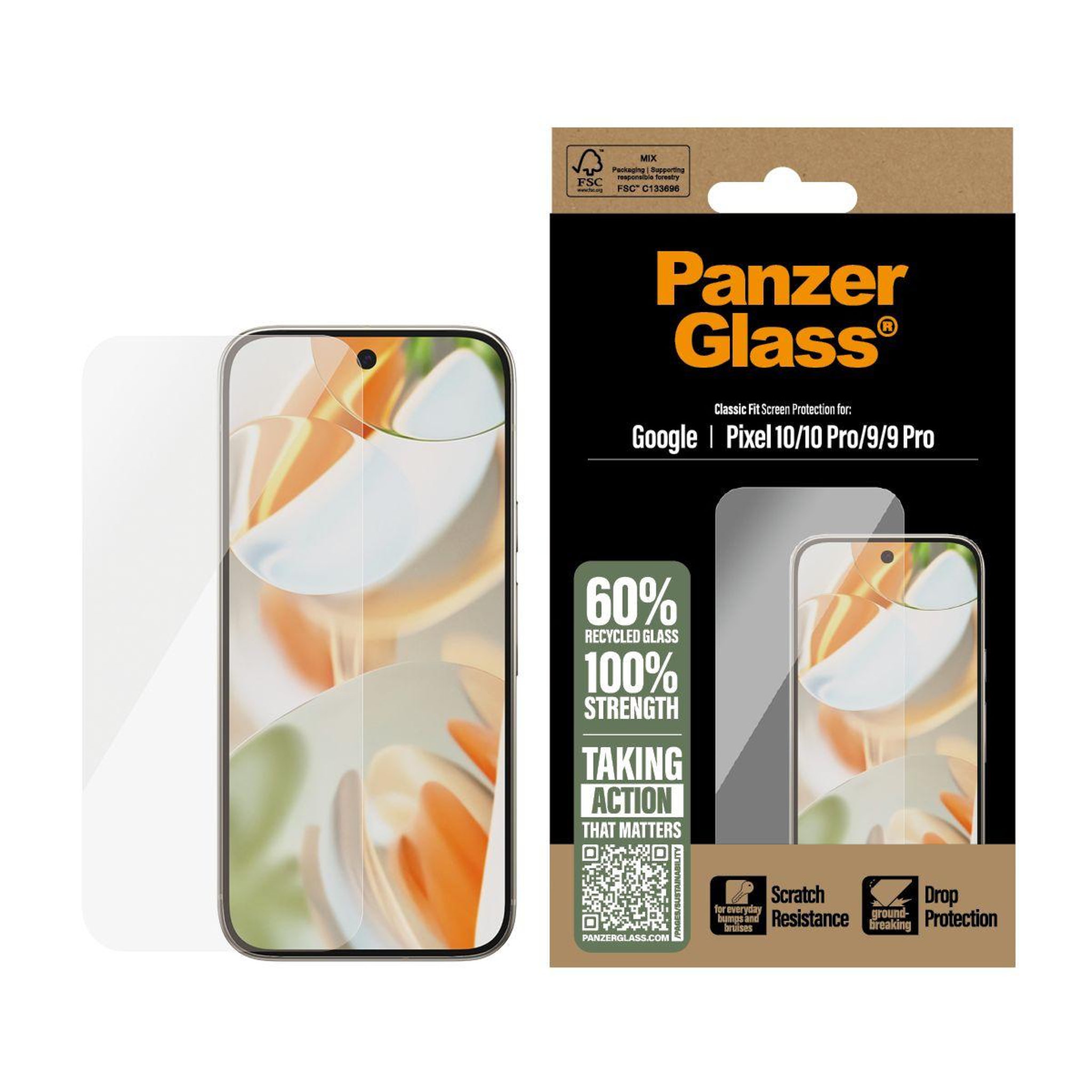 Voir la diapositive 3 : PANZERGLASS Protège écran Google Pixel 10/10 Pro classic fit